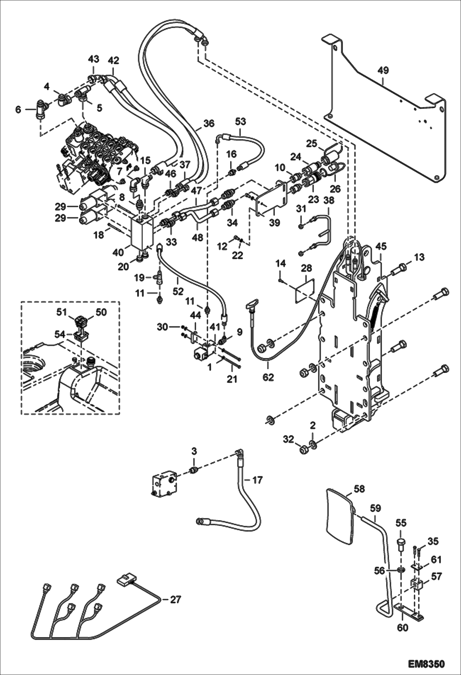 Схема запчастей Bobcat T3571L - REAR HYDRAULIC HOOK & AUXILIARY HYDRAULICS (S/N A8HF15000 & Above, A8H615000 & Above) ACCESSORIES & OPTIONS