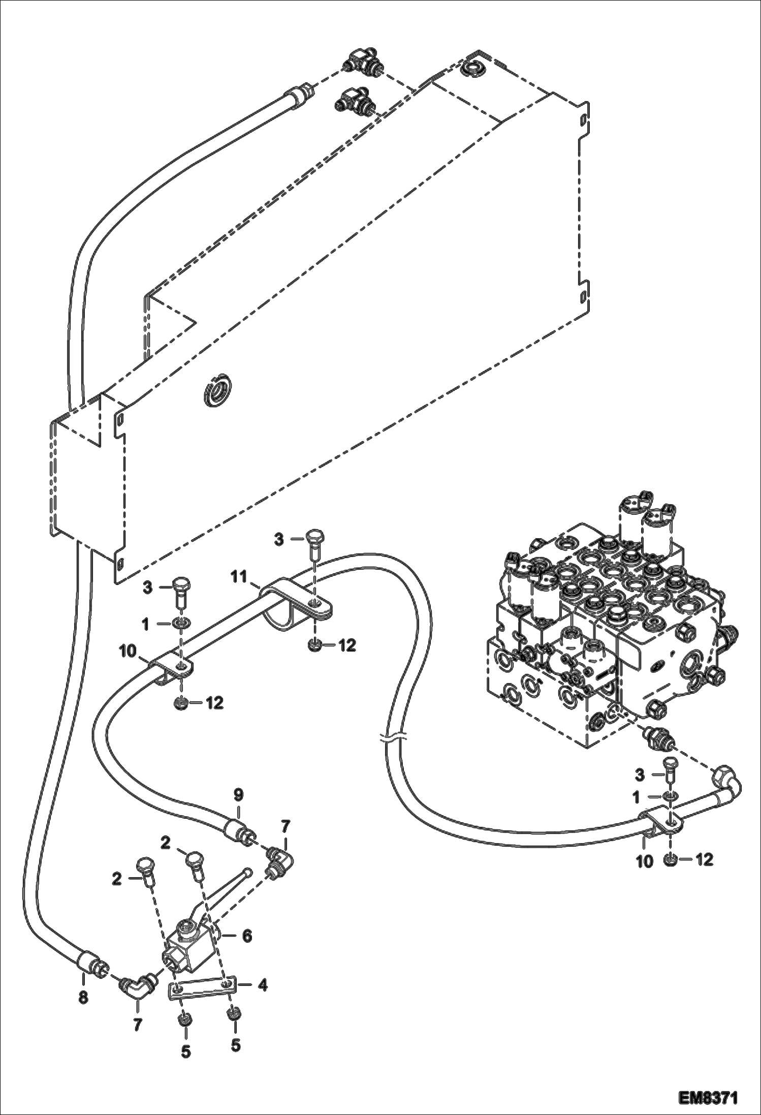 Схема запчастей Bobcat V417 - HYDRAULIC CIRCUITRY (Unlock Valve) (S/N AC1C15000 & Above, AC1D15000 & Above) HYDRAULIC SYSTEM