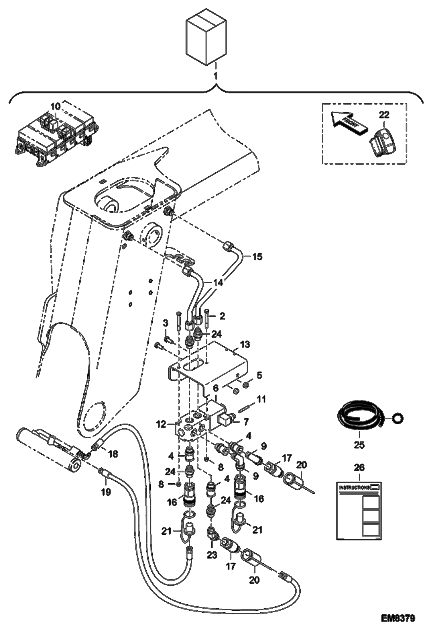 Схема запчастей Bobcat V518 - 2ND HYDRAULIC FUNCTION ON BOOM KIT ACCESSORIES & OPTIONS