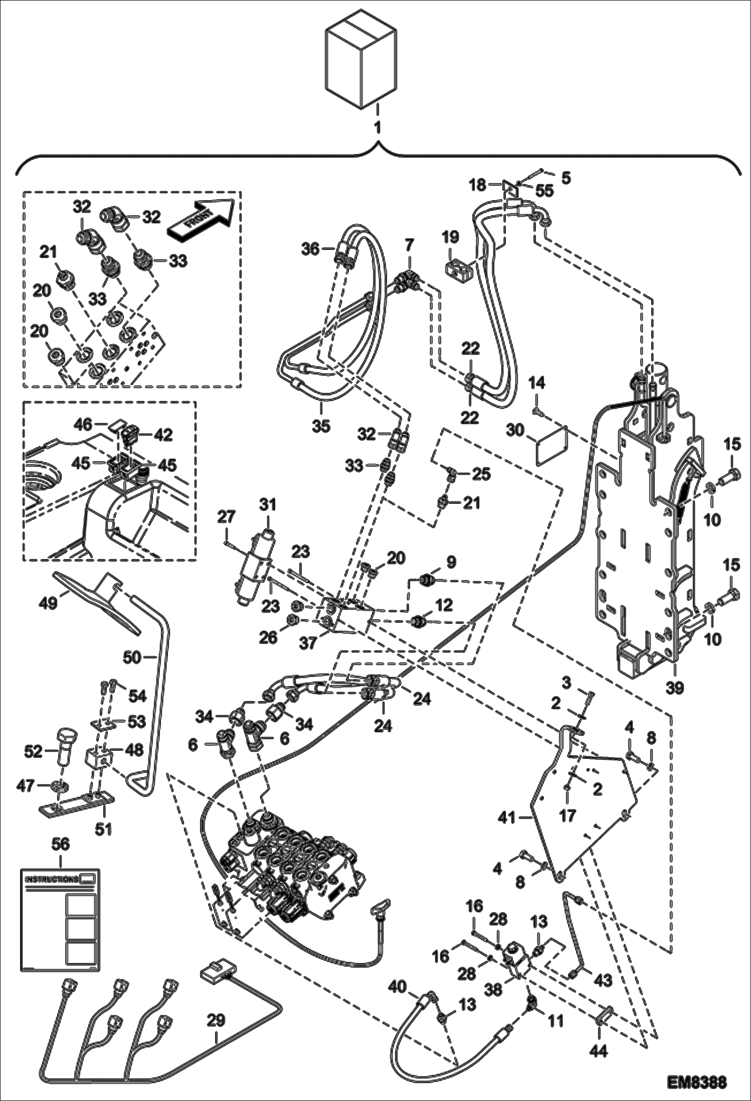 Схема запчастей Bobcat T2556 - REAR HYDRAULIC HOOK KIT (S/N A8FR13004 - 14999, A8G313001 - 14999) ACCESSORIES & OPTIONS