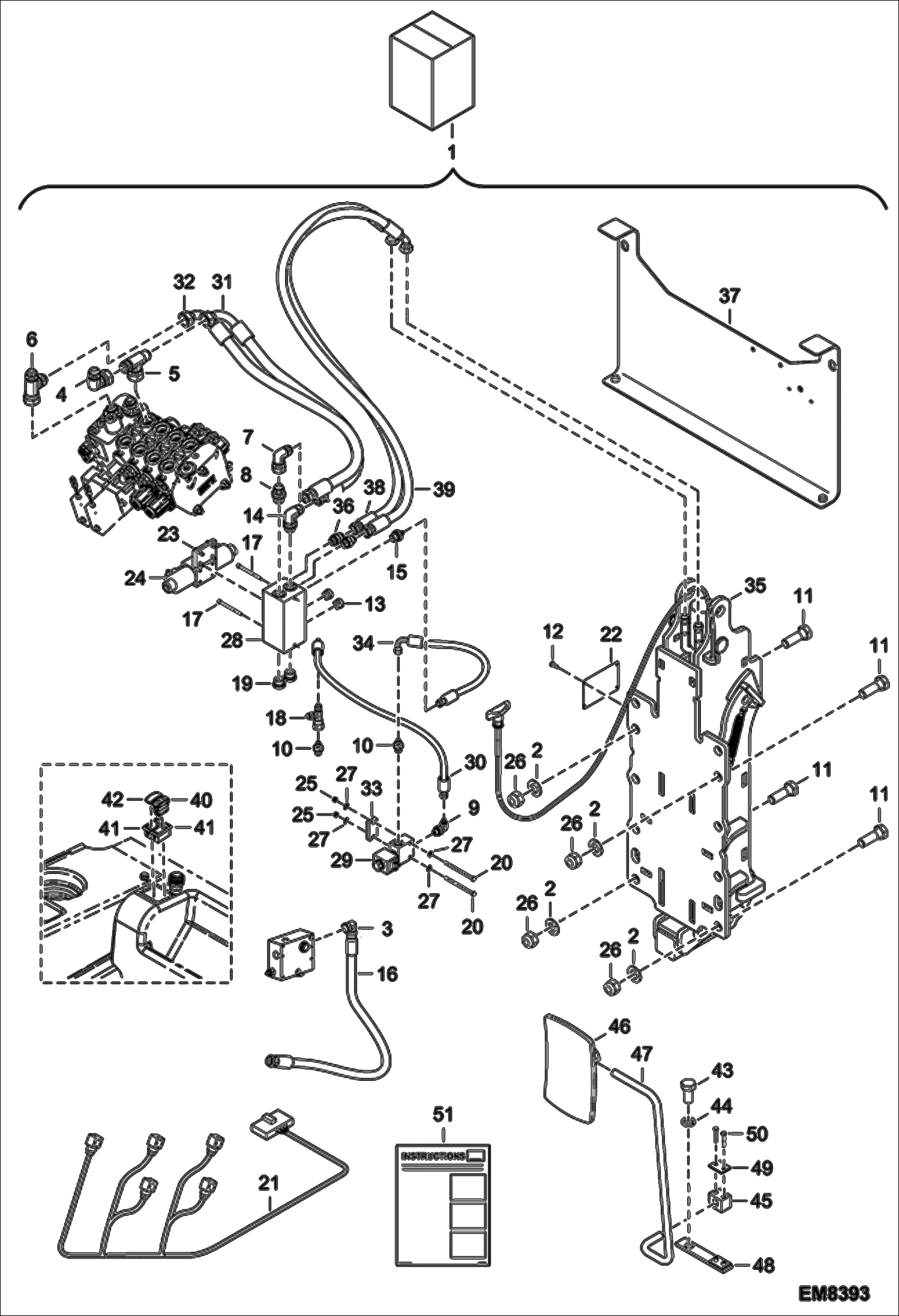 Схема запчастей Bobcat T35120L - REAR HYDRAULIC HOOK KIT (S/N A8GV11001 - 14999, A8GJ11001 - 14999) ACCESSORIES & OPTIONS