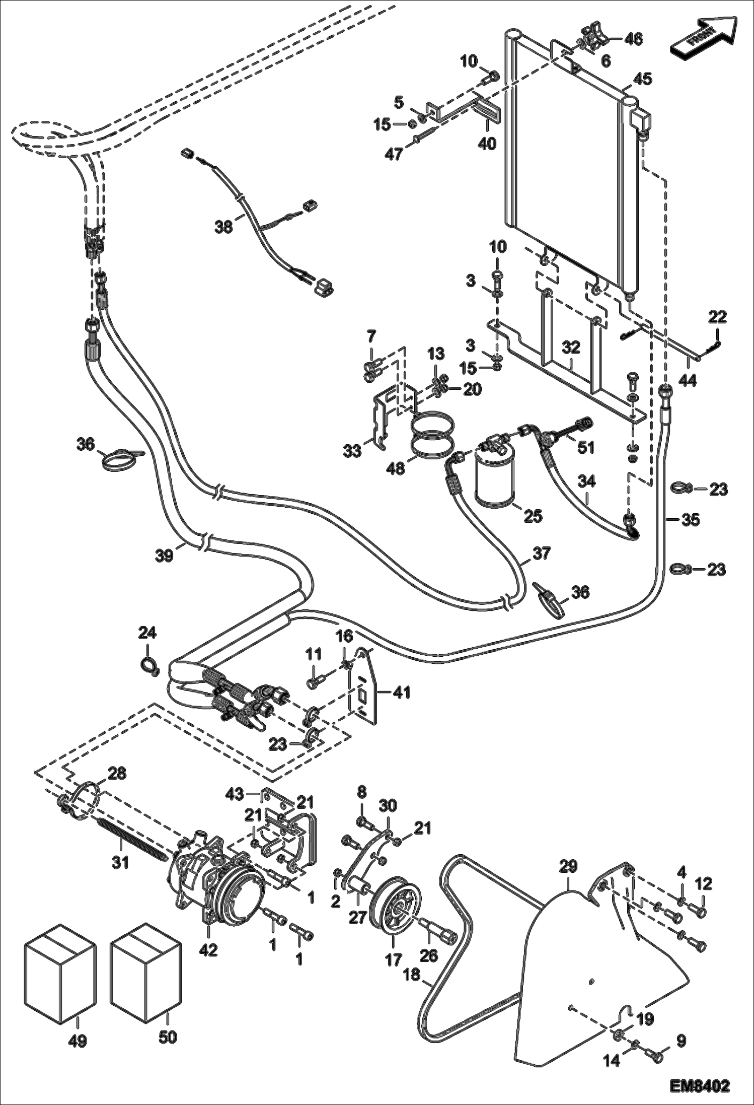 Схема запчастей Bobcat T2566 - AIR CONDITIONING (Engine Side) (S/N A8FR13000 & Above, A8G313000 & Above) MAIN FRAME