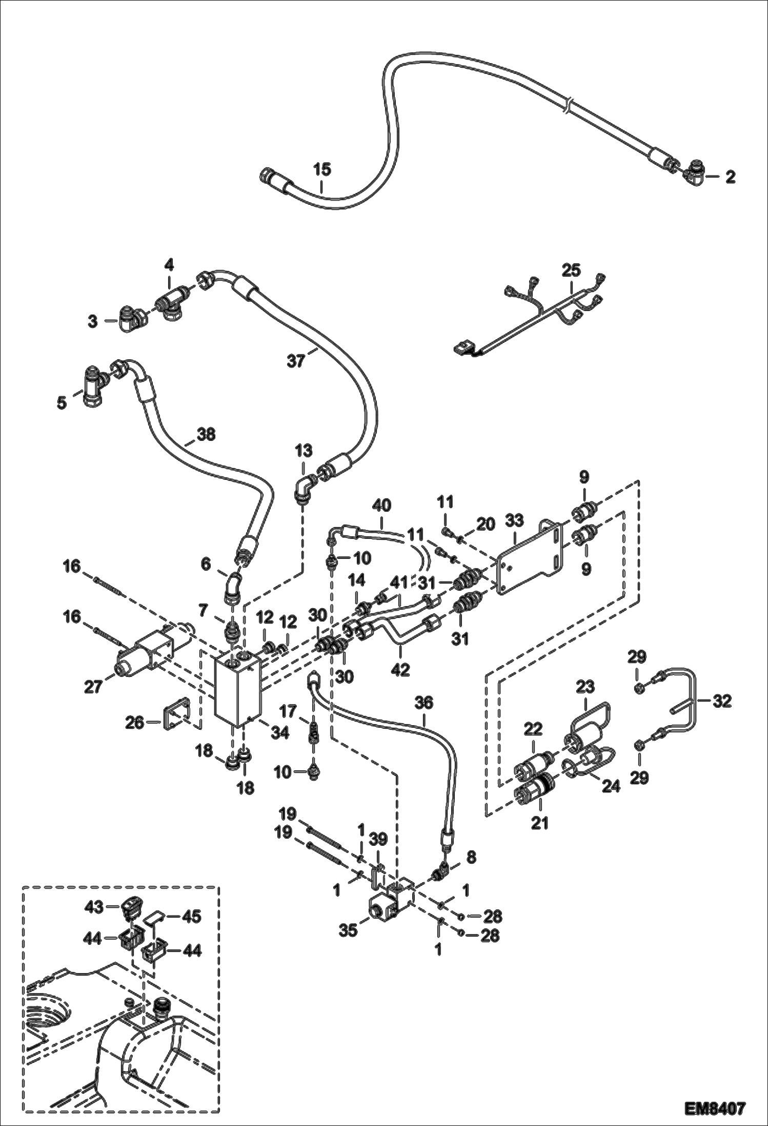 Схема запчастей Bobcat T35120L - REAR AUXILIARY HYDRAULICS (S/N A8GV13000 - 14999, A8GJ13000 - 14999) ACCESSORIES & OPTIONS