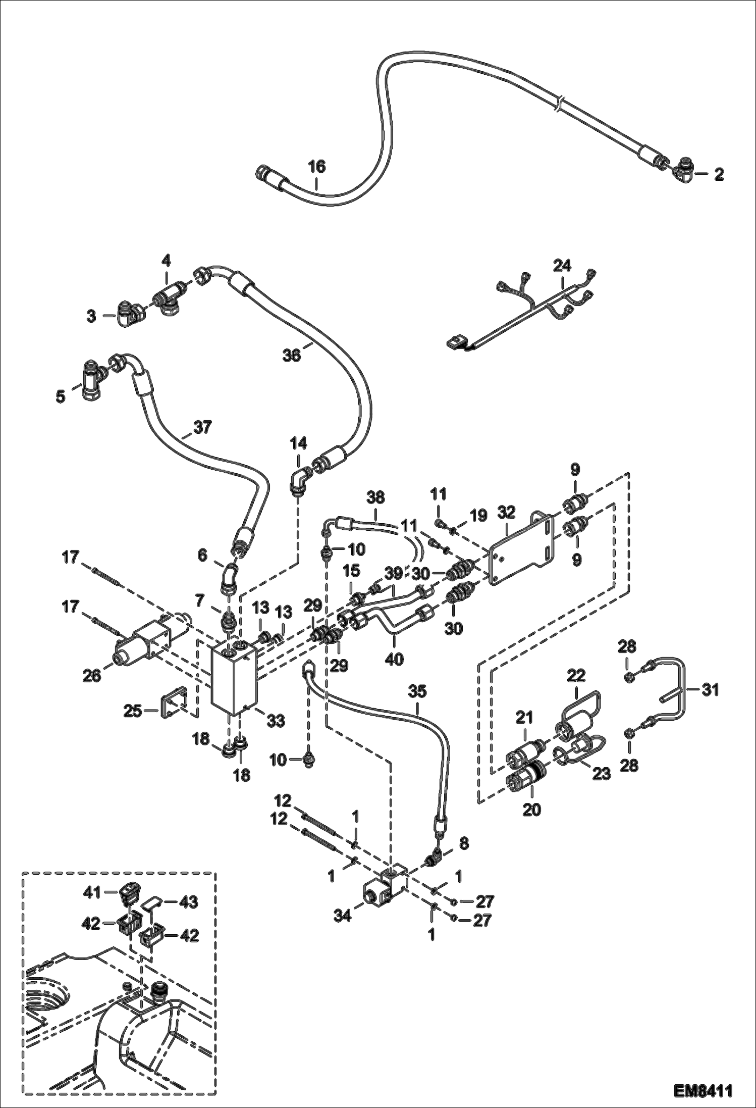 Схема запчастей Bobcat T3571L - REAR AUXILIARY HYDRAULICS (S/N A8HF13000 - 14999, A8H613000 - 14999) ACCESSORIES & OPTIONS