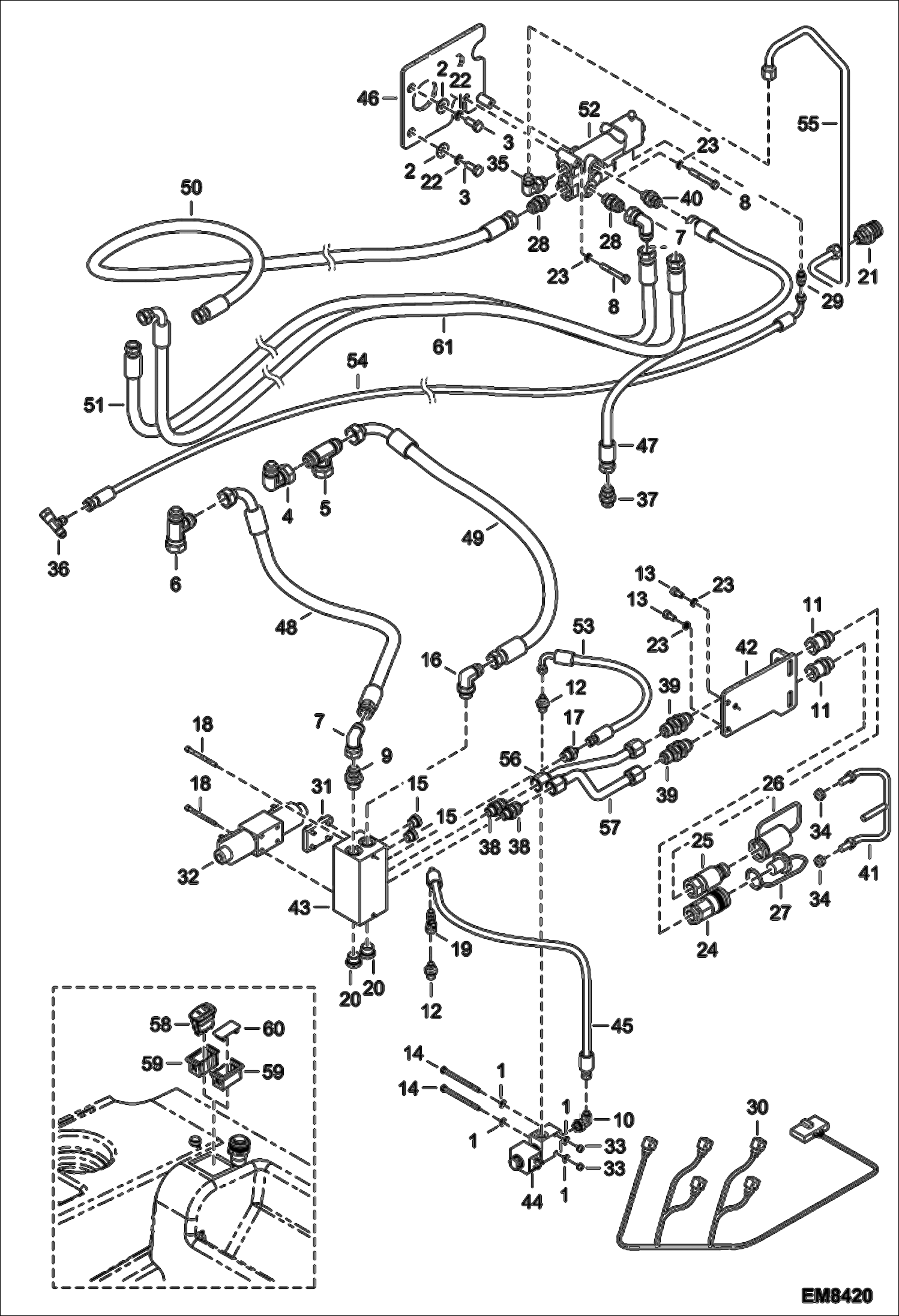 Схема запчастей Bobcat T3571L - REAR AUXILIARY HYDRAULICS & TRAILER BRAKE (S/N A8HF11001 - 14999, A8H611001 - 14999) ACCESSORIES & OPTIONS