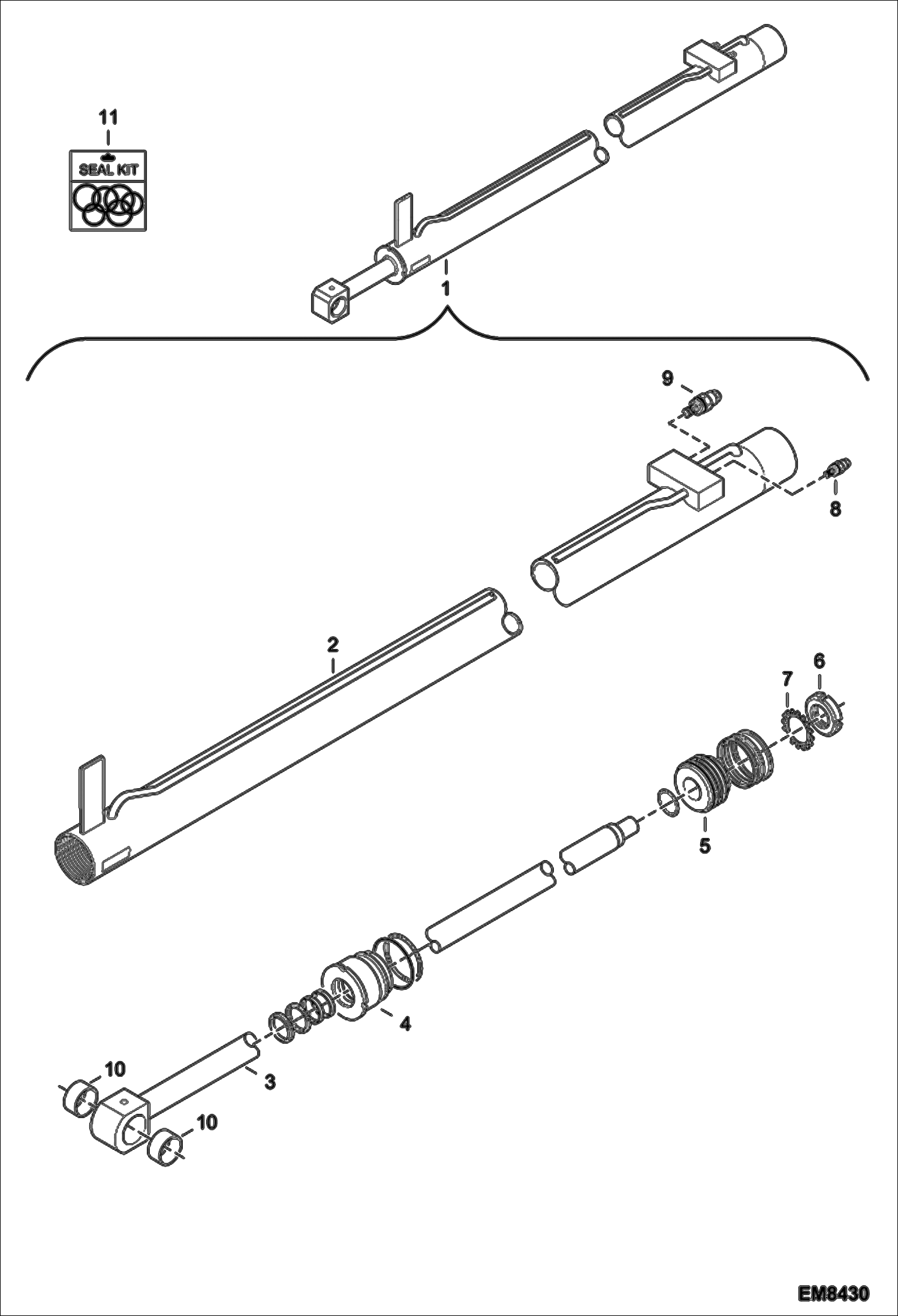 Схема запчастей Bobcat VR723 - TELESCOPE CYLINDER (Vendor Partnumber 6927069) HYDRAULIC SYSTEM