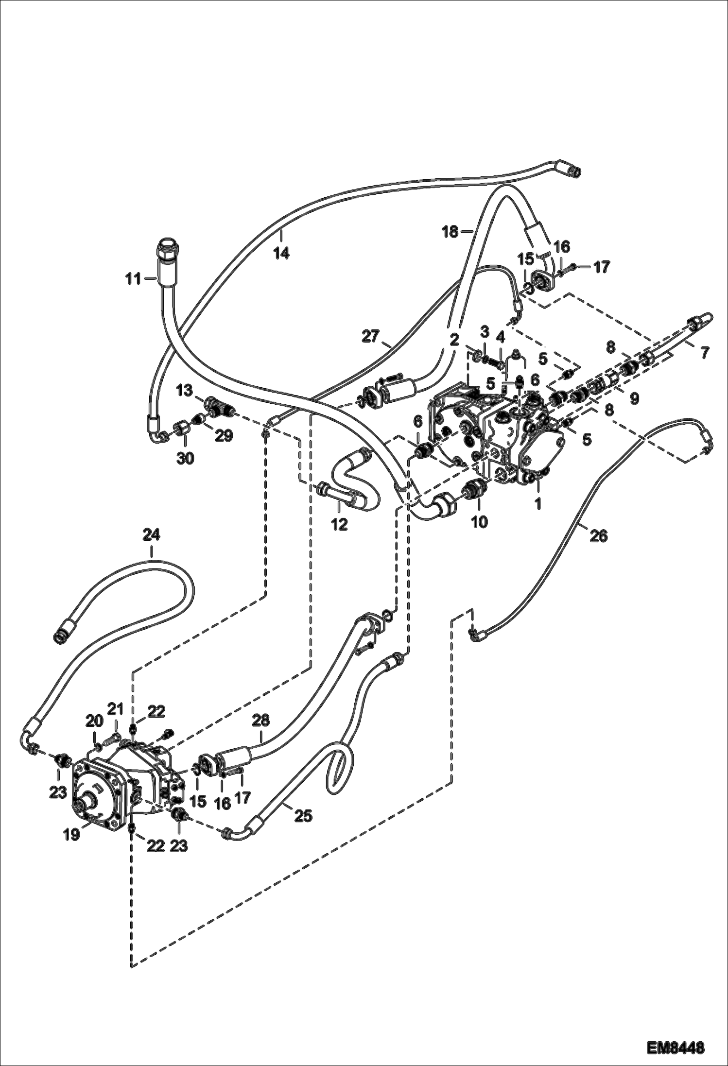 Схема запчастей Bobcat T35120SL - HYDROSTATIC HOSES AND FITTINGS HYDROSTATIC SYSTEM