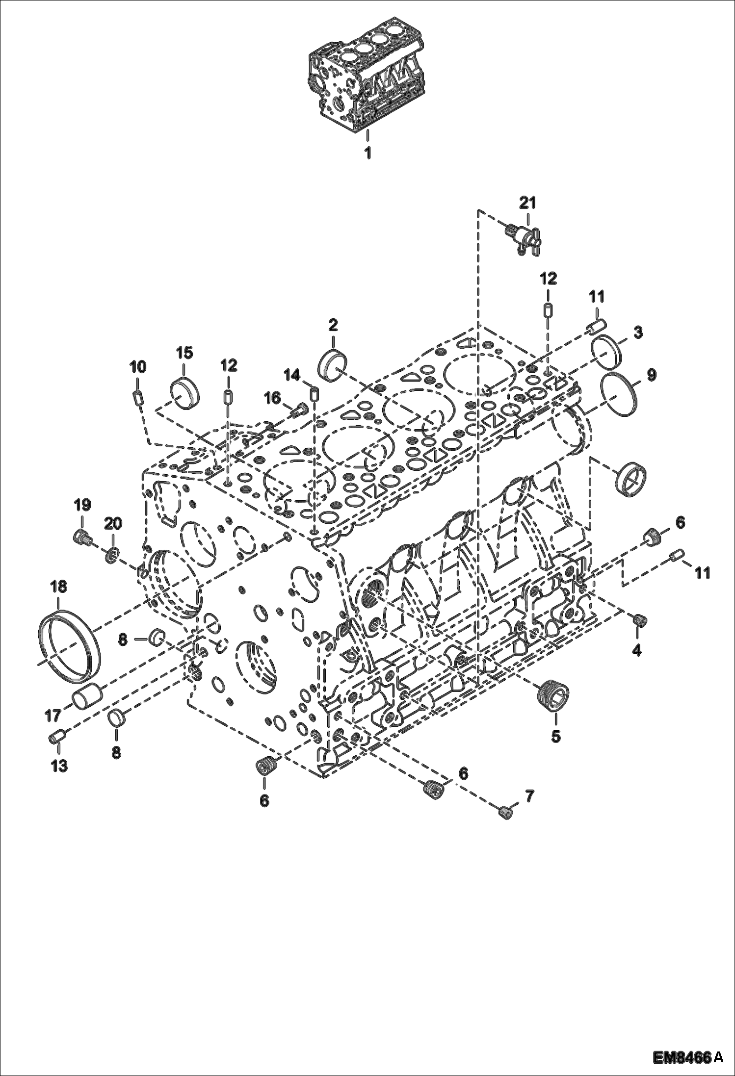 Схема запчастей Bobcat S-Series - CRANKCASE REPLACEMENT ENGINE