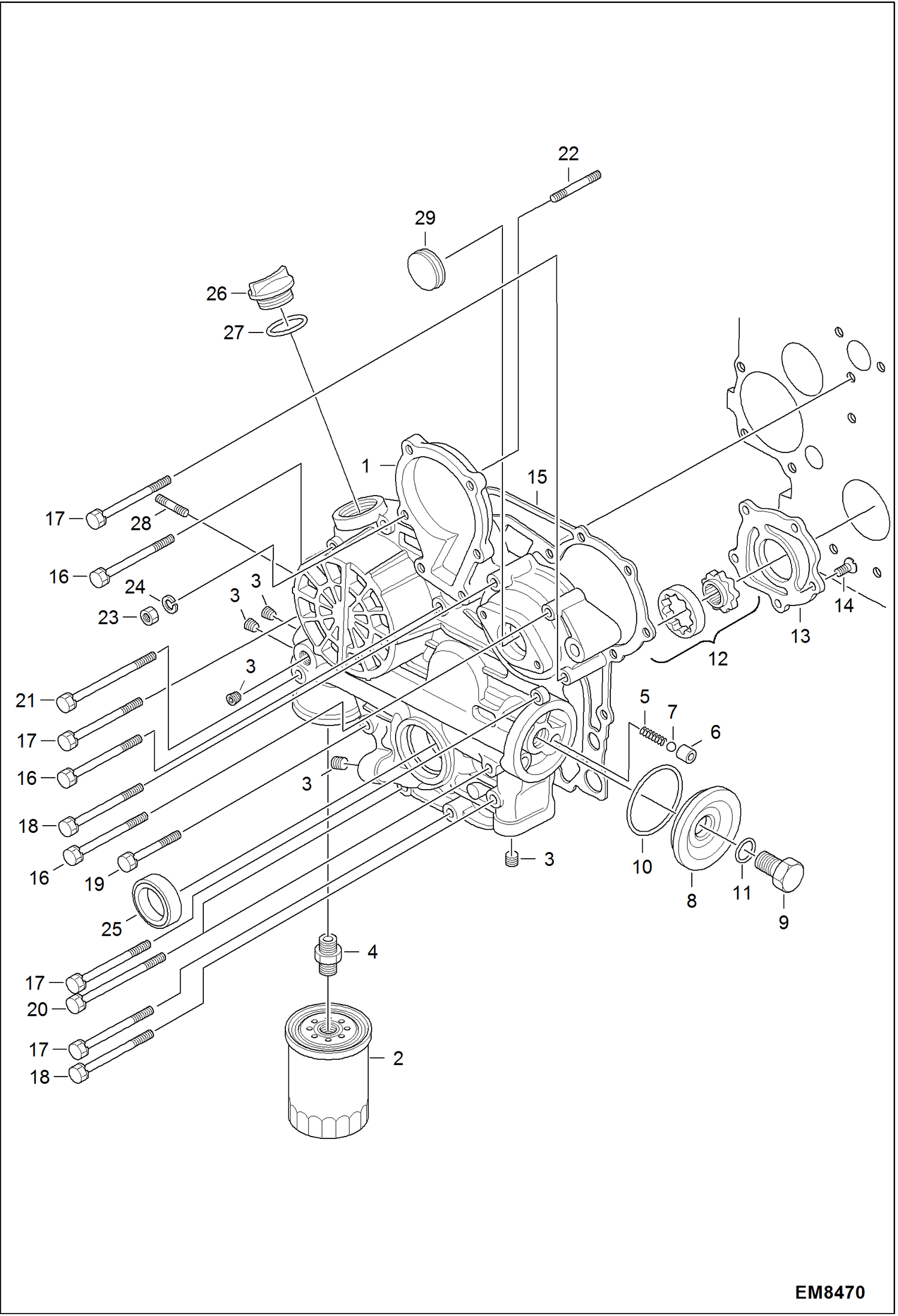 Схема запчастей Bobcat S-Series - GEAR CASE POWER UNIT