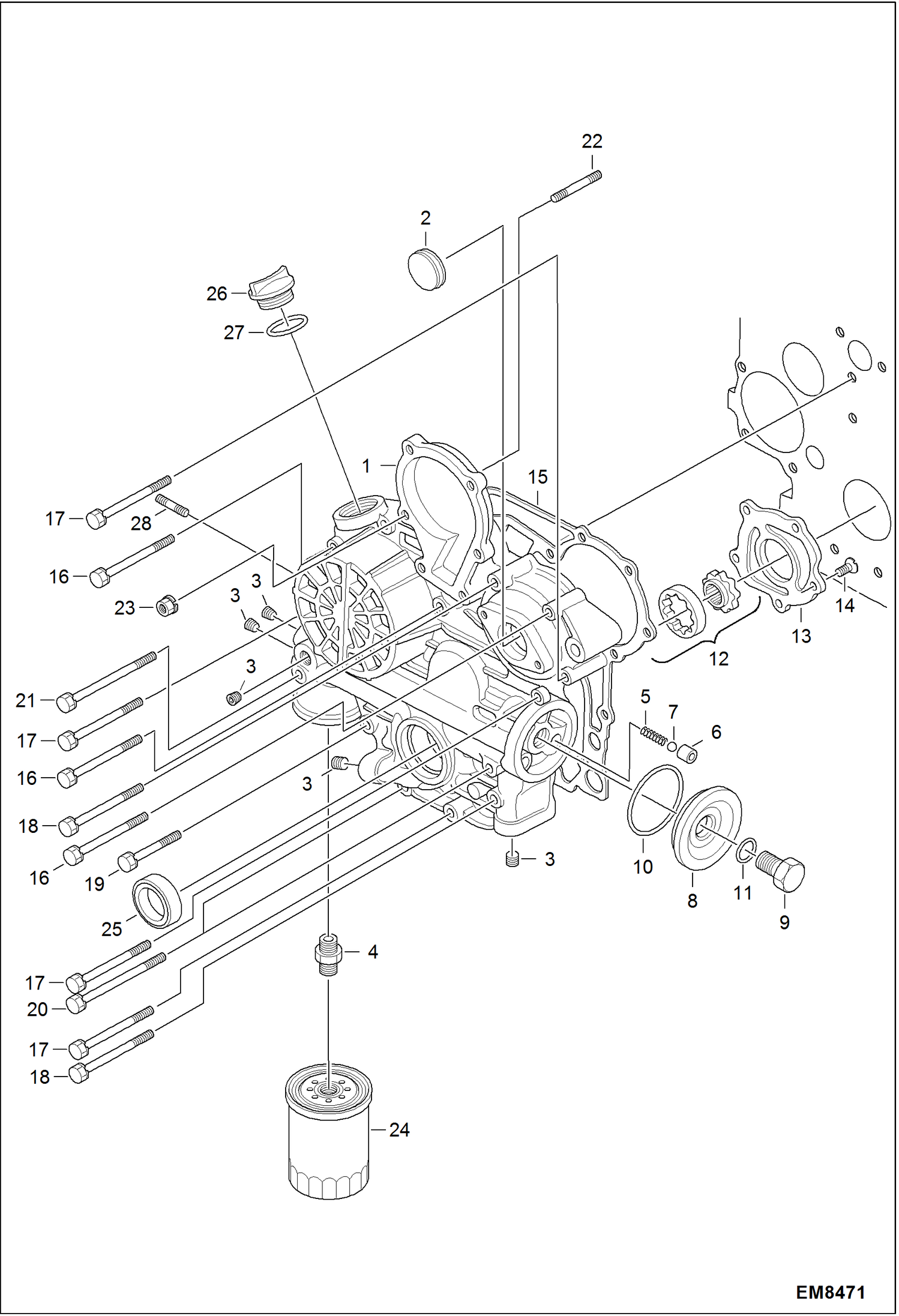 Схема запчастей Bobcat S-Series - GEAR CASE REPLACEMENT ENGINE