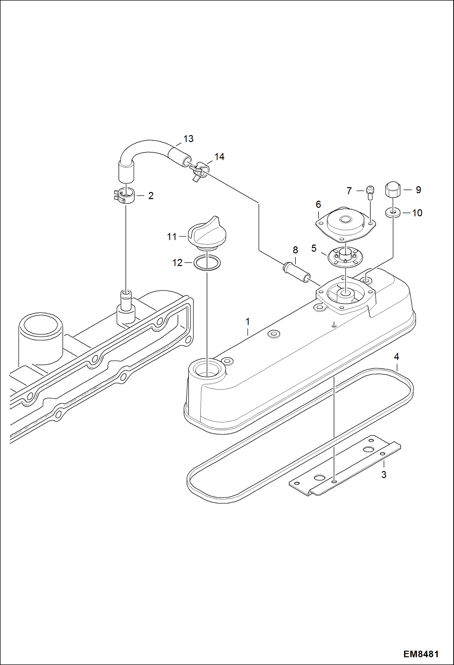 Схема запчастей Bobcat S-Series - ROCKER ARM COVER POWER UNIT