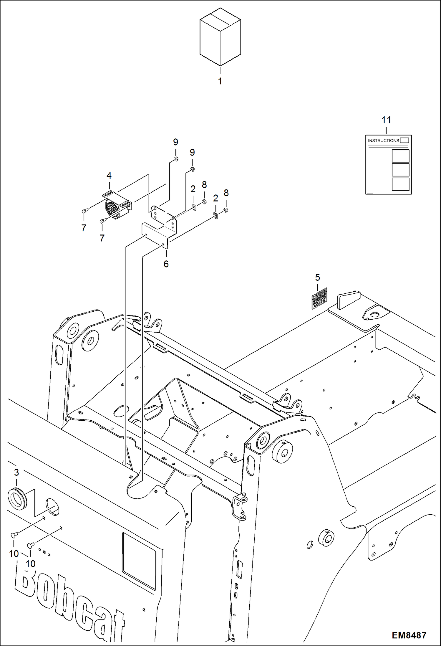 Схема запчастей Bobcat S-Series - BACK-UP ALARM KIT (Selectable Joystick Controls) ACCESSORIES & OPTIONS