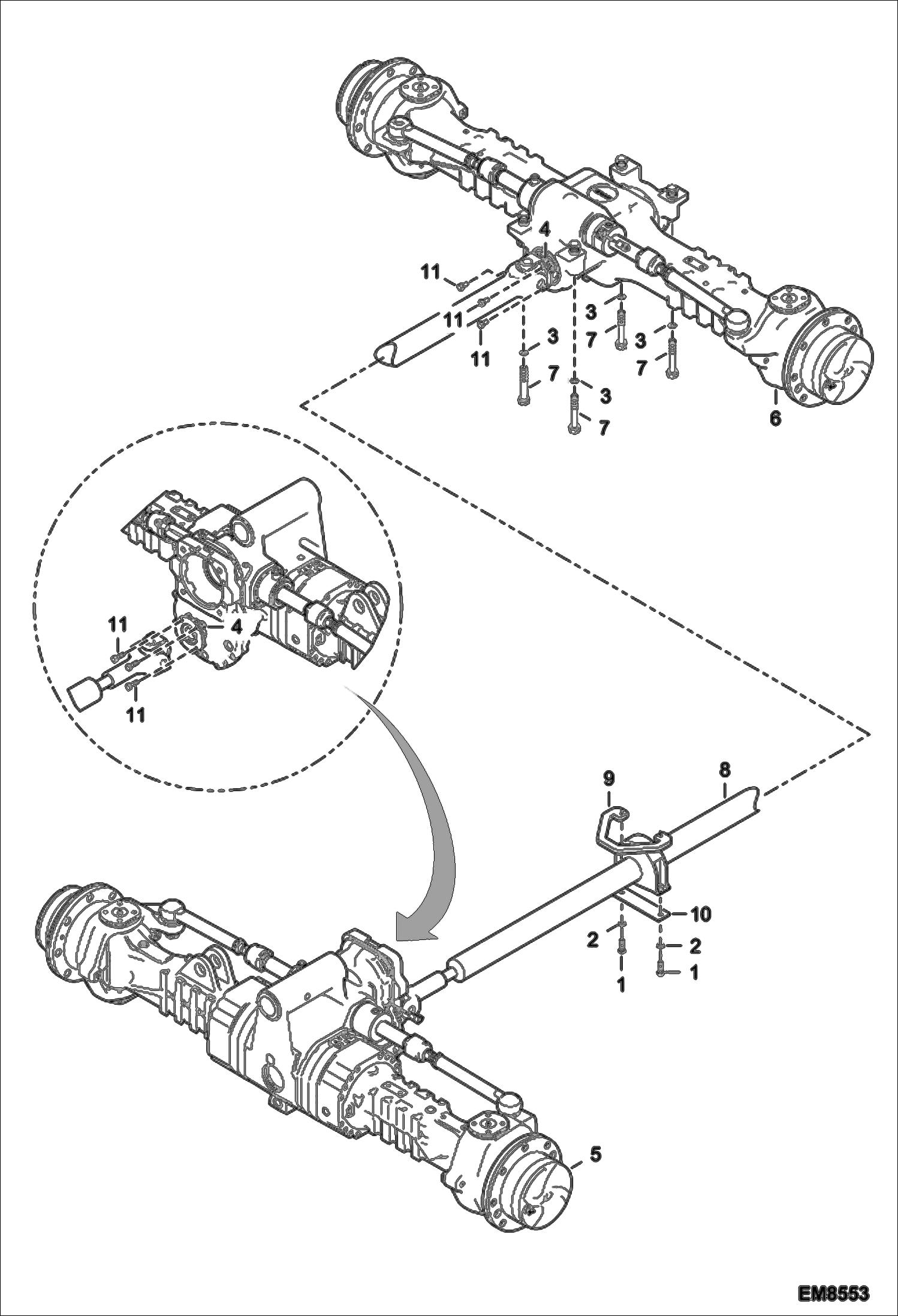 Схема запчастей Bobcat T35120L - AXLE INSTALLATION DRIVE SYSTEM