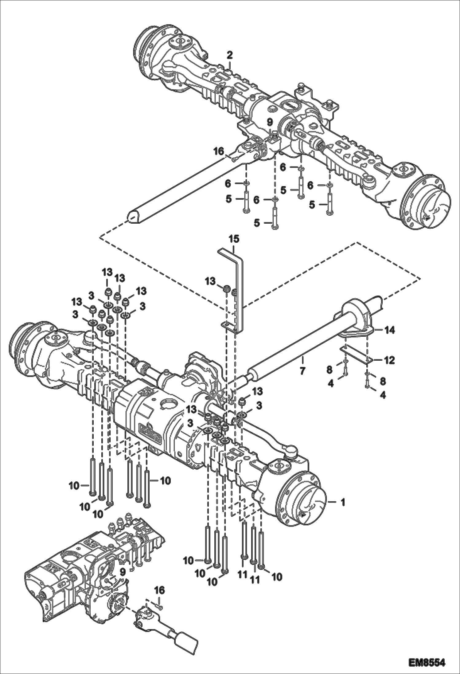 Схема запчастей Bobcat T40140 - AXLE INSTALLATION DRIVE SYSTEM