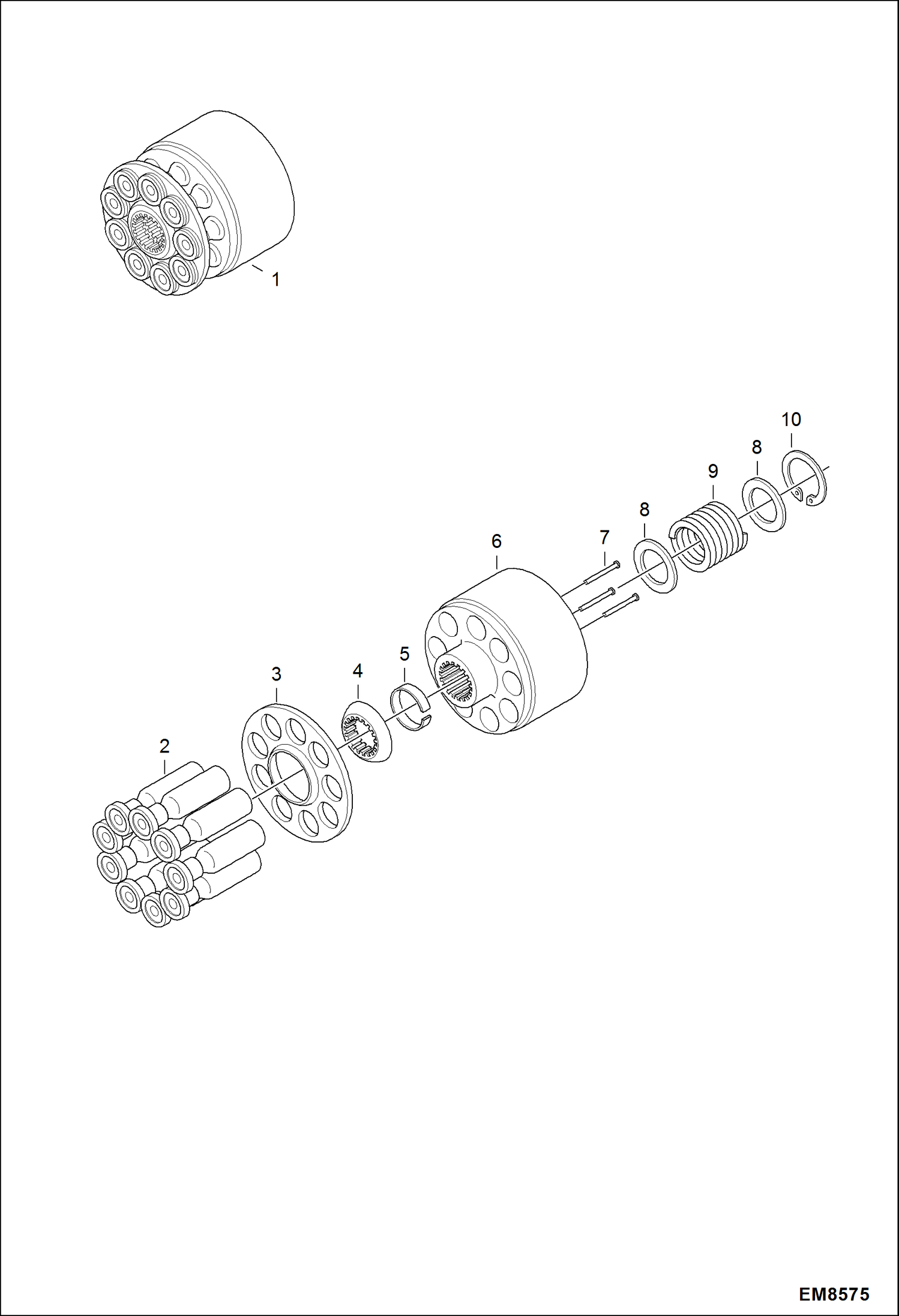 Схема запчастей Bobcat S-Series - HYDROSTATIC MOTOR (Rotating Kit Assy) HYDROSTATIC SYSTEM