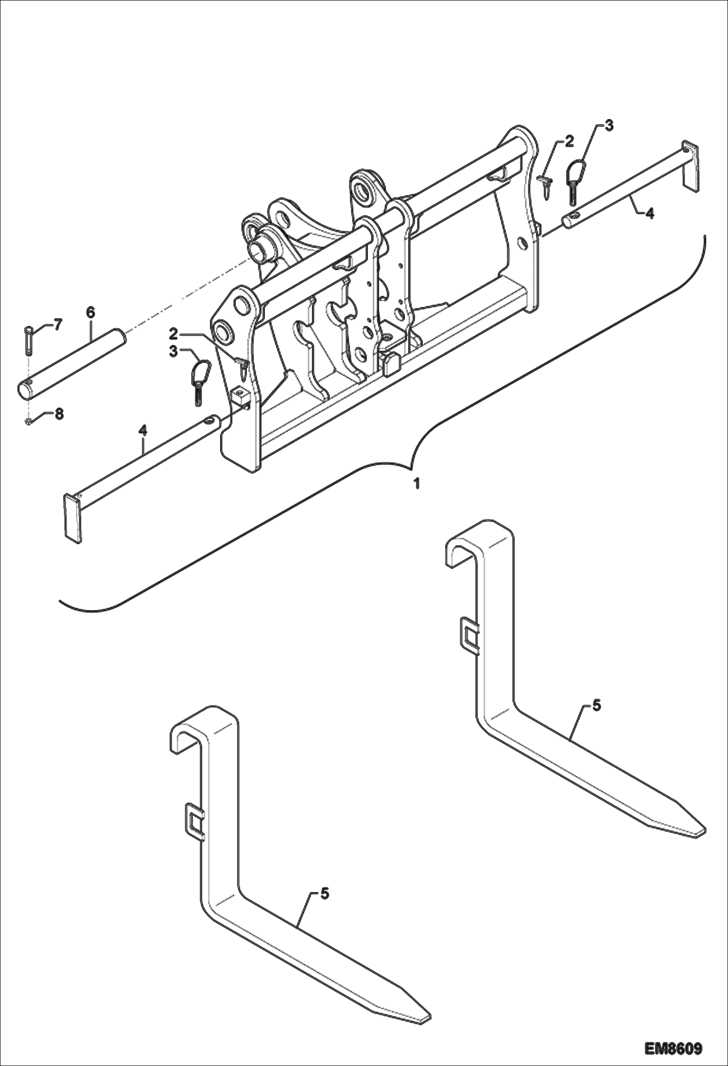 Схема запчастей Bobcat TR40250 - FORKHOLDER (Standard) MAIN FRAME