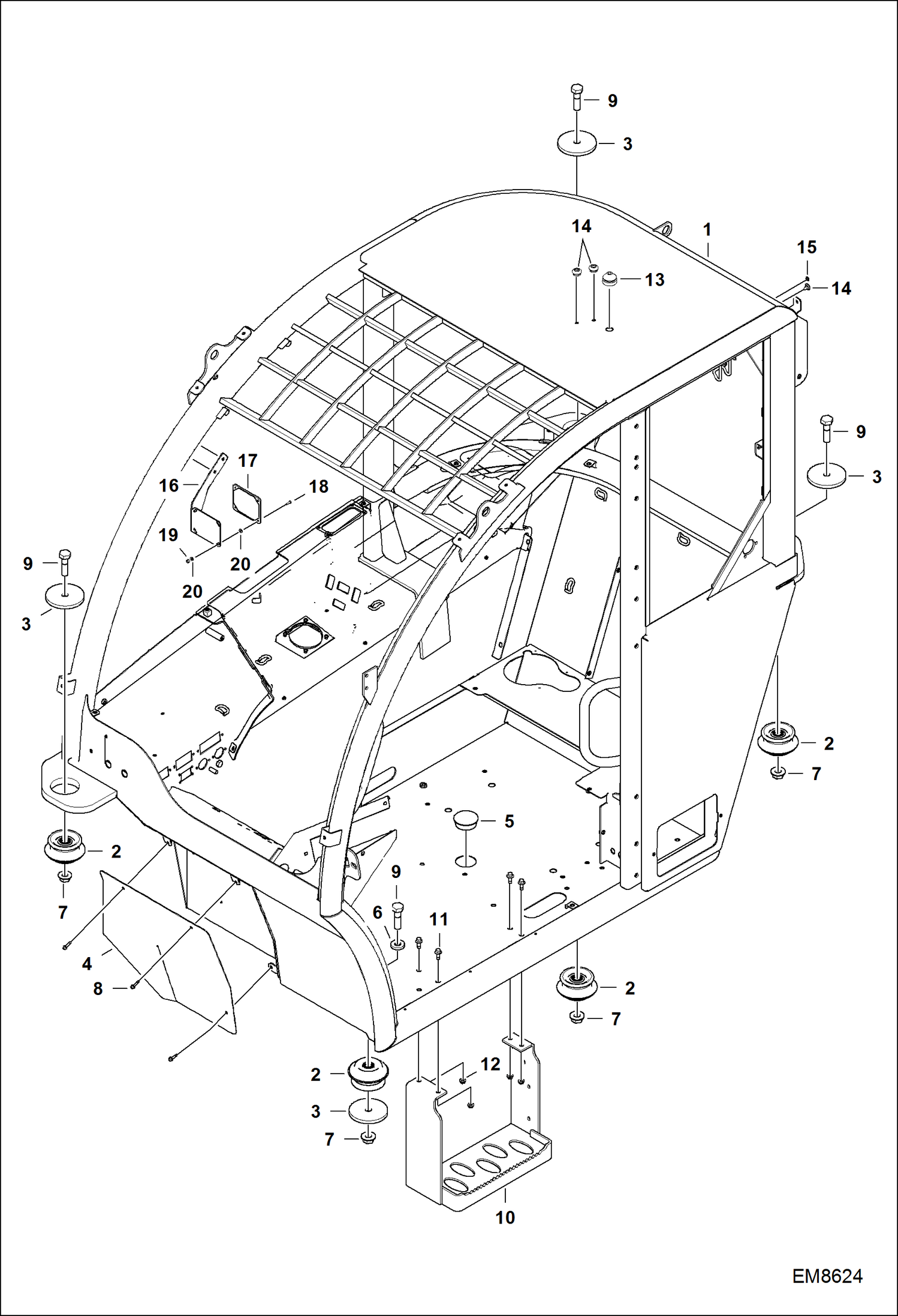 Схема запчастей Bobcat TL360 - OPERATOR CAB MAIN FRAME