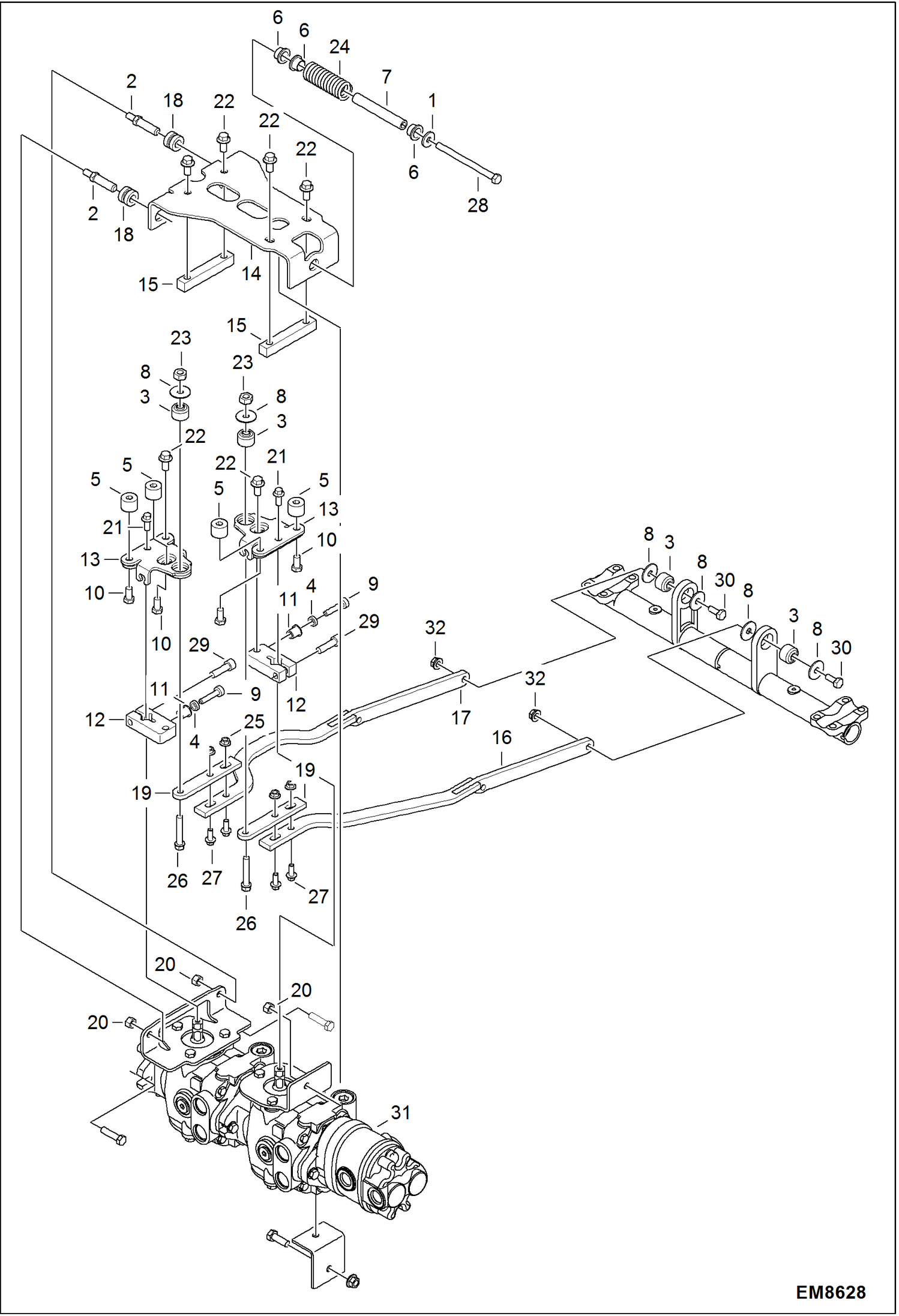 Схема запчастей Bobcat S-Series - HAND CONTROLS (Steering Linkage) (W/Linkage #7195214 & #7195215) HYDRAULIC SYSTEM