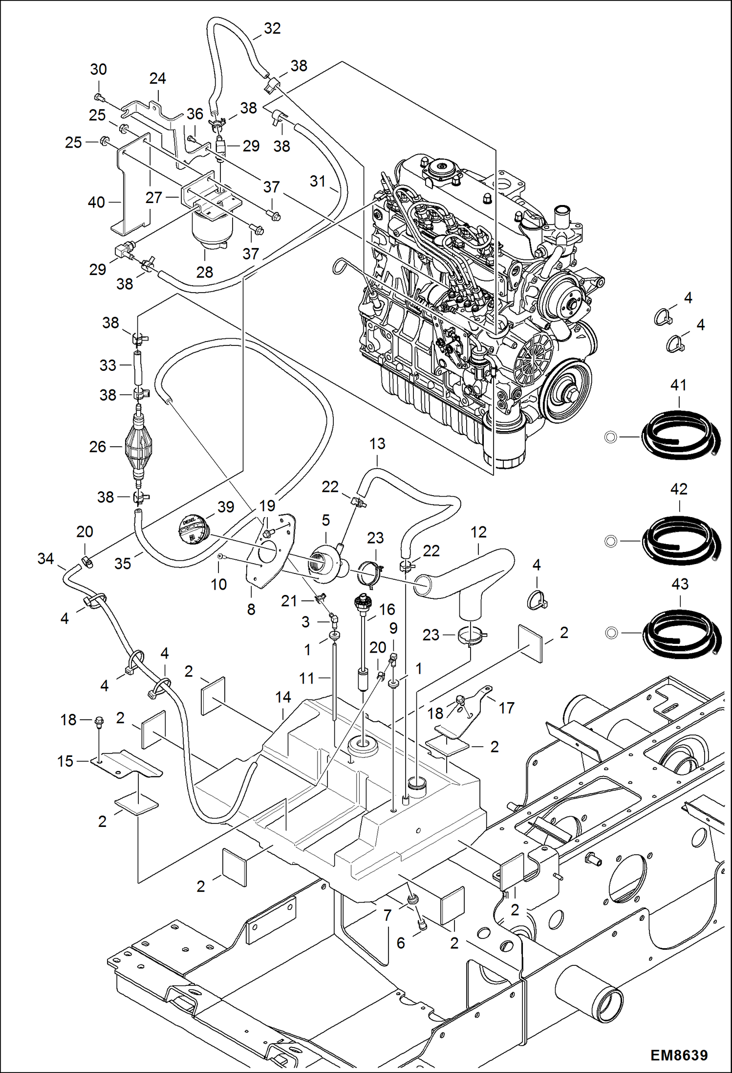 Схема запчастей Bobcat S-Series - ENGINE & ATTACHING PARTS (Fuel System) POWER UNIT