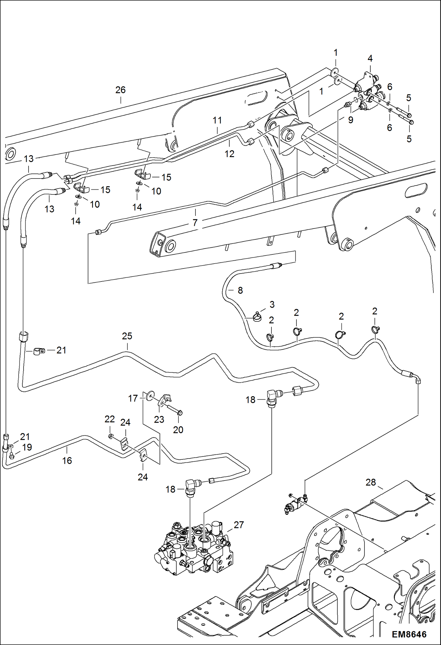 Схема запчастей Bobcat T-Series - AUXILIARY HYDRAULICS (Selectable Joystic Controls) HYDRAULIC SYSTEM