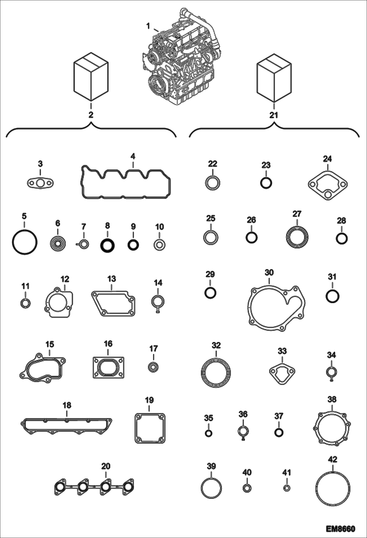 Схема запчастей Bobcat T2250 - ENGINE & GASKET KITS POWER UNIT