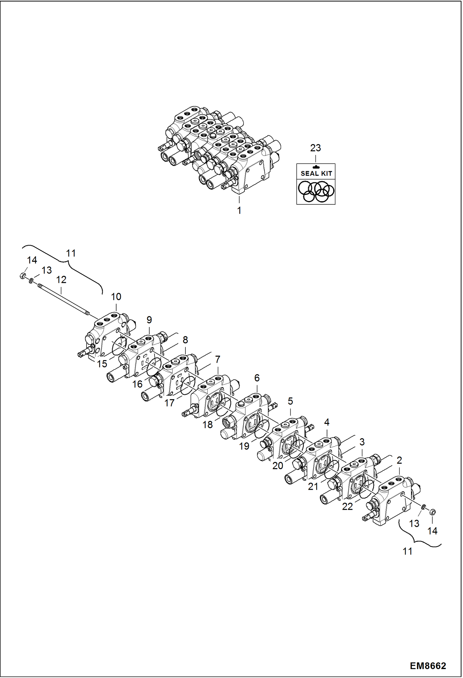 Схема запчастей Bobcat 418 - CONTROL VALVE (Model 60090539SS) (S/N AB4711501 & Above) HYDRAULIC SYSTEM