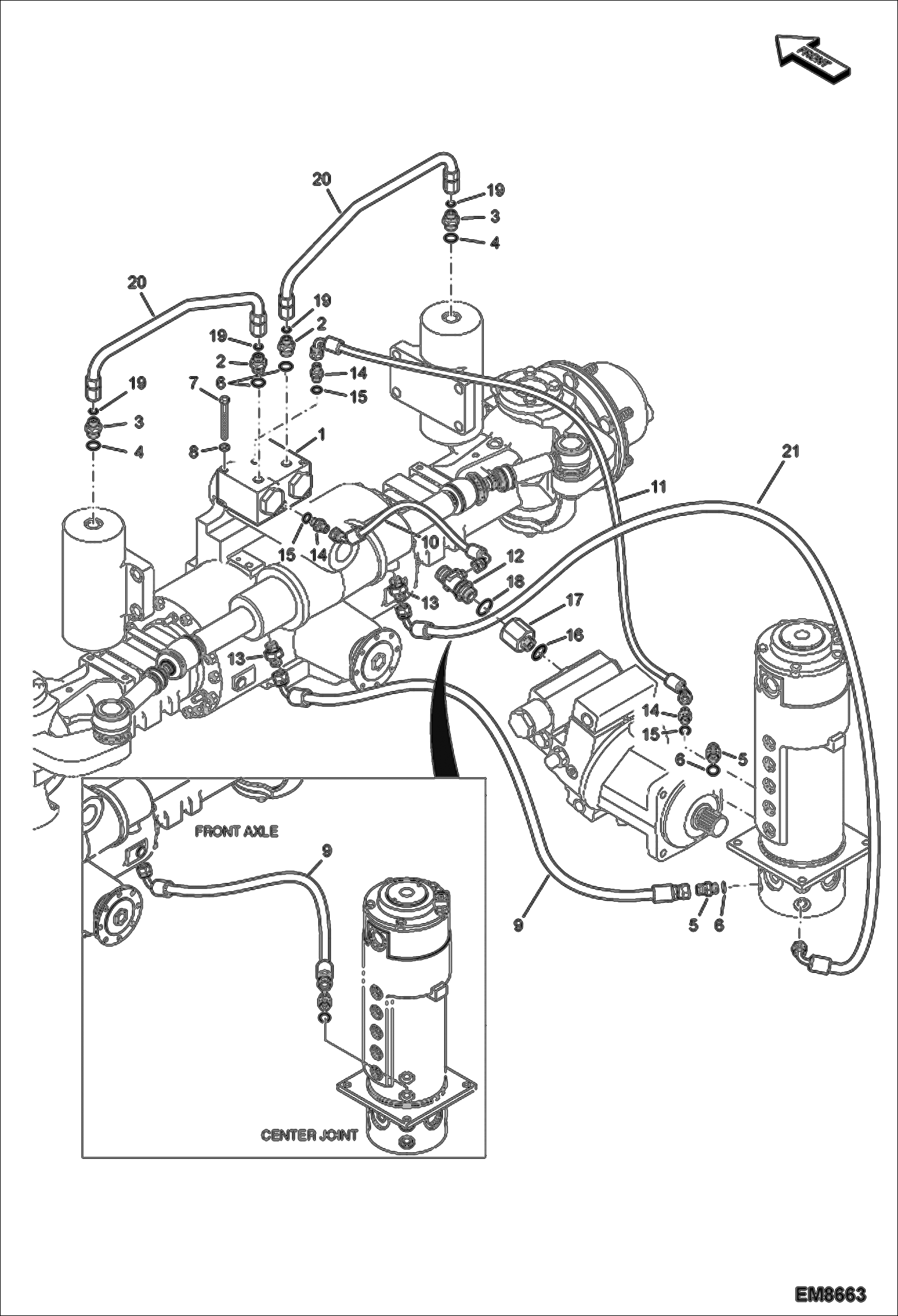 Схема запчастей Bobcat E55W - HYDRAULIC CIRCUITRY (Stabilizer) (Steering) HYDRAULIC SYSTEM