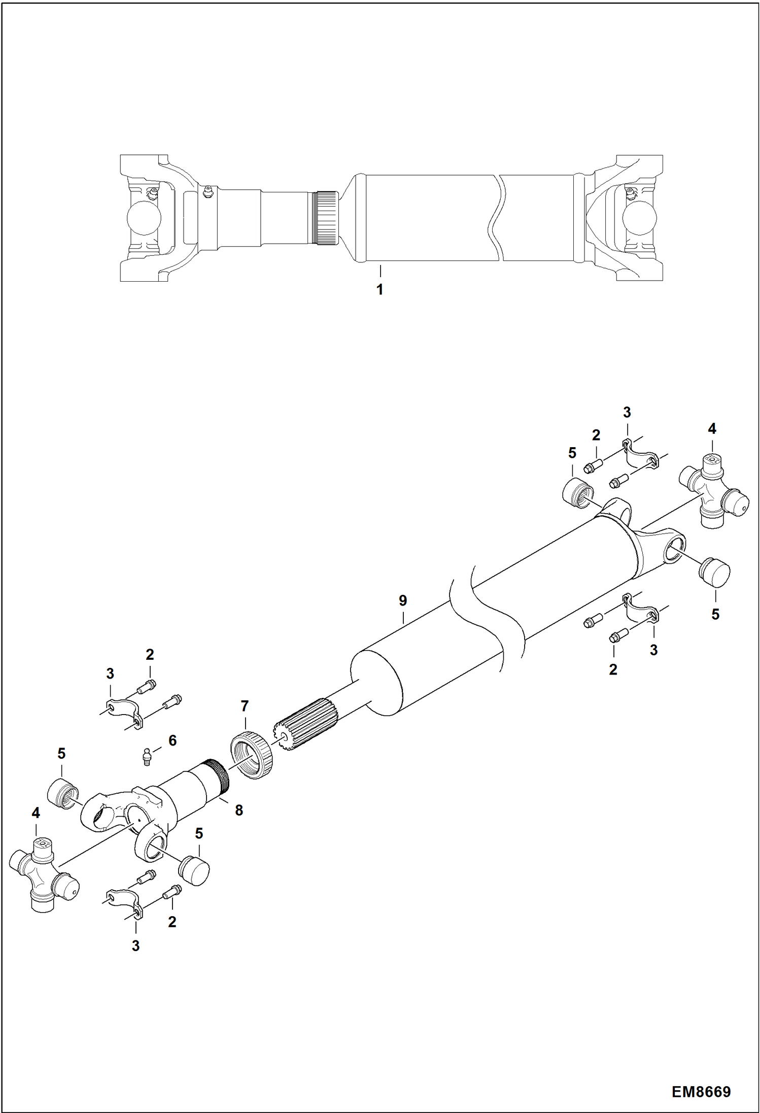 Схема запчастей Bobcat TL470 - DRIVE SHAFT (Rear) DRIVE SYSTEM