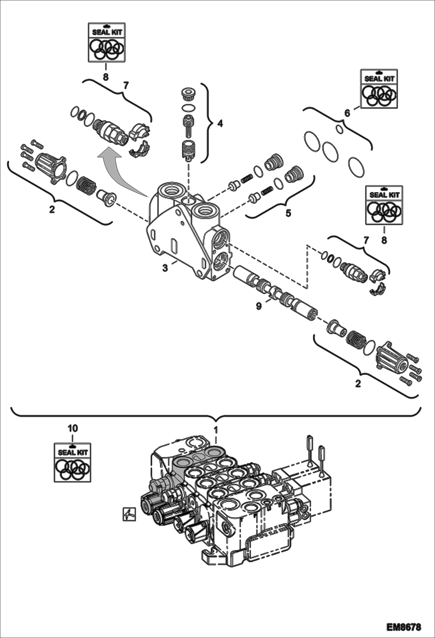 Схема запчастей Bobcat V723 - HYDRAULIC CONTROL VALVE (Lift Section) HYDRAULIC SYSTEM