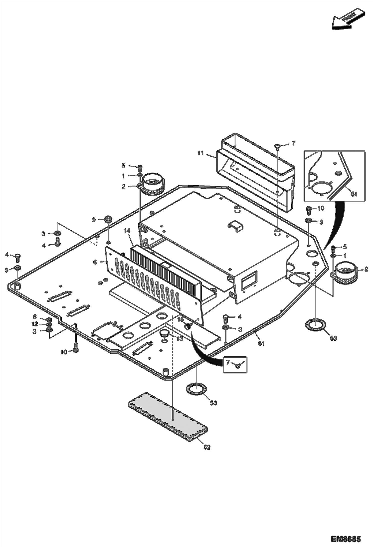 Схема запчастей Bobcat E80 - OPERATOR CAB (Floor) MAIN FRAME