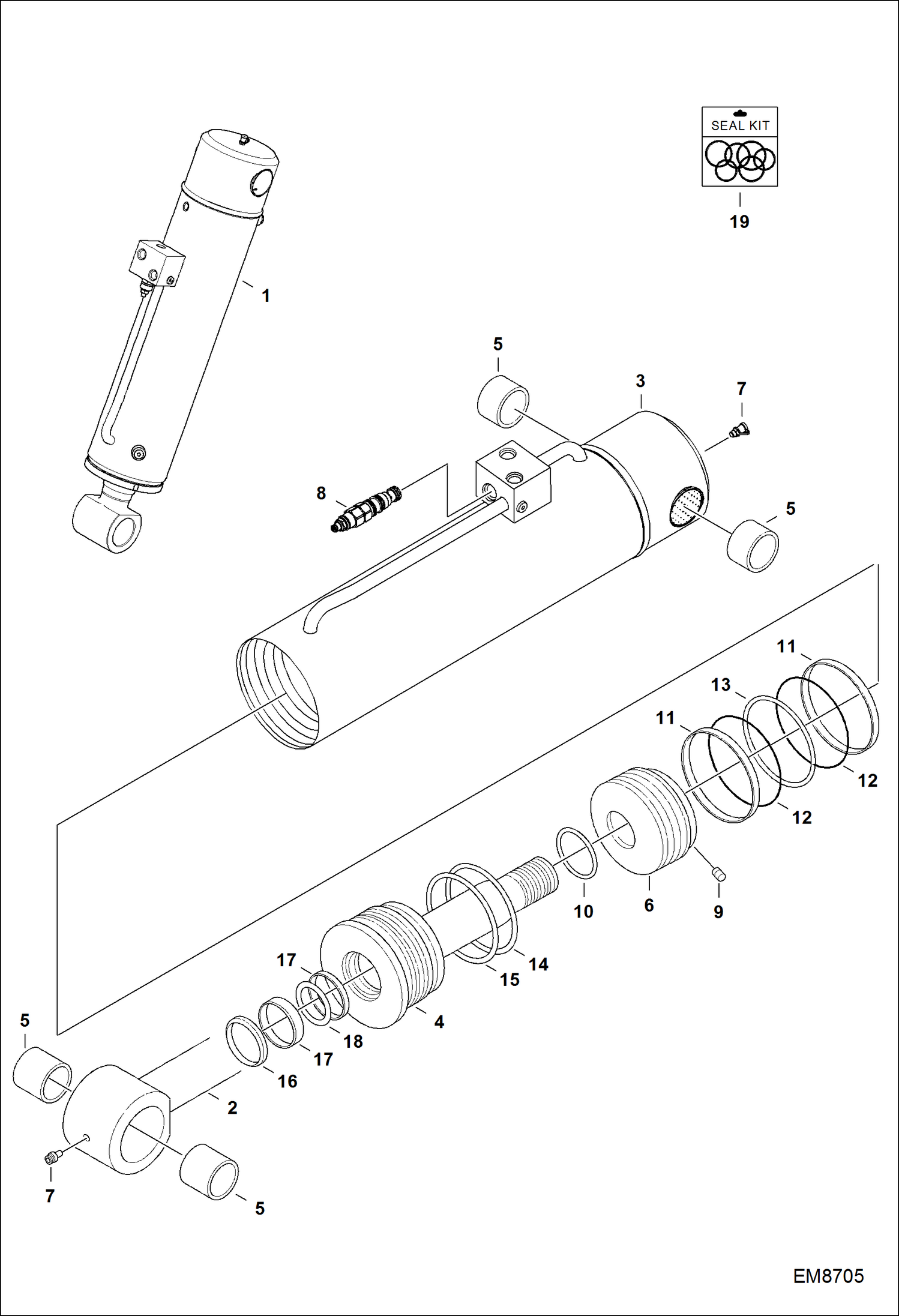 Схема запчастей Bobcat TL470 - TILT CYLINDER HYDRAULIC SYSTEM