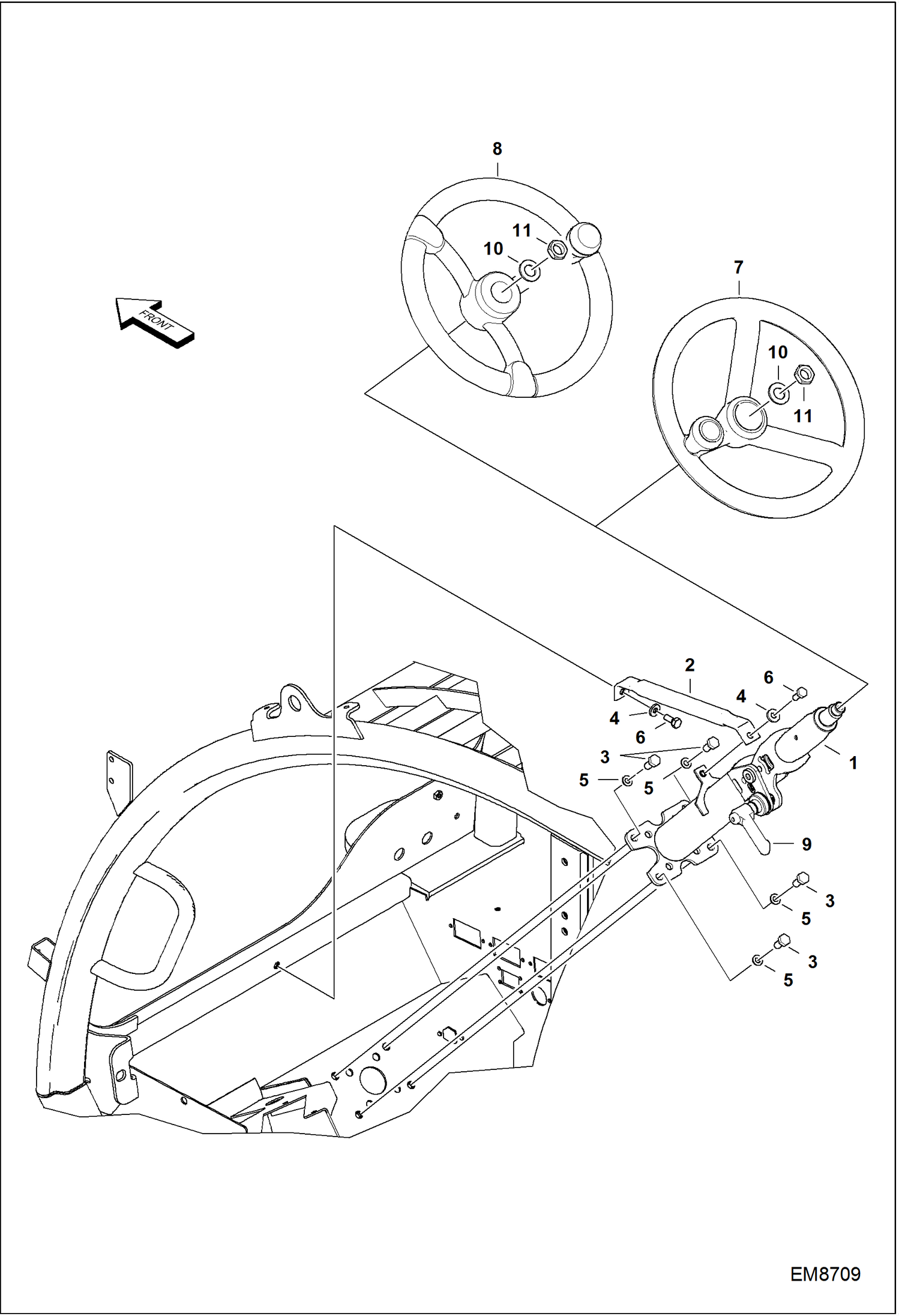 Схема запчастей Bobcat TL360 - STEERING COLUMN (Adjustable) MAIN FRAME