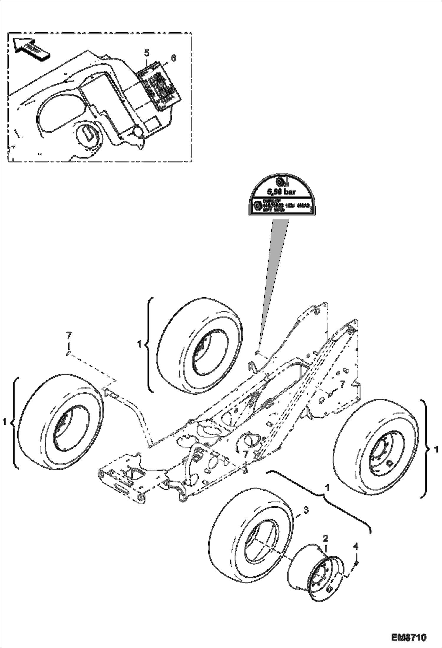 Схема запчастей Bobcat T3571L - WHEELS (Dunlop 405/70-20 SPT9) ACCESSORIES & OPTIONS