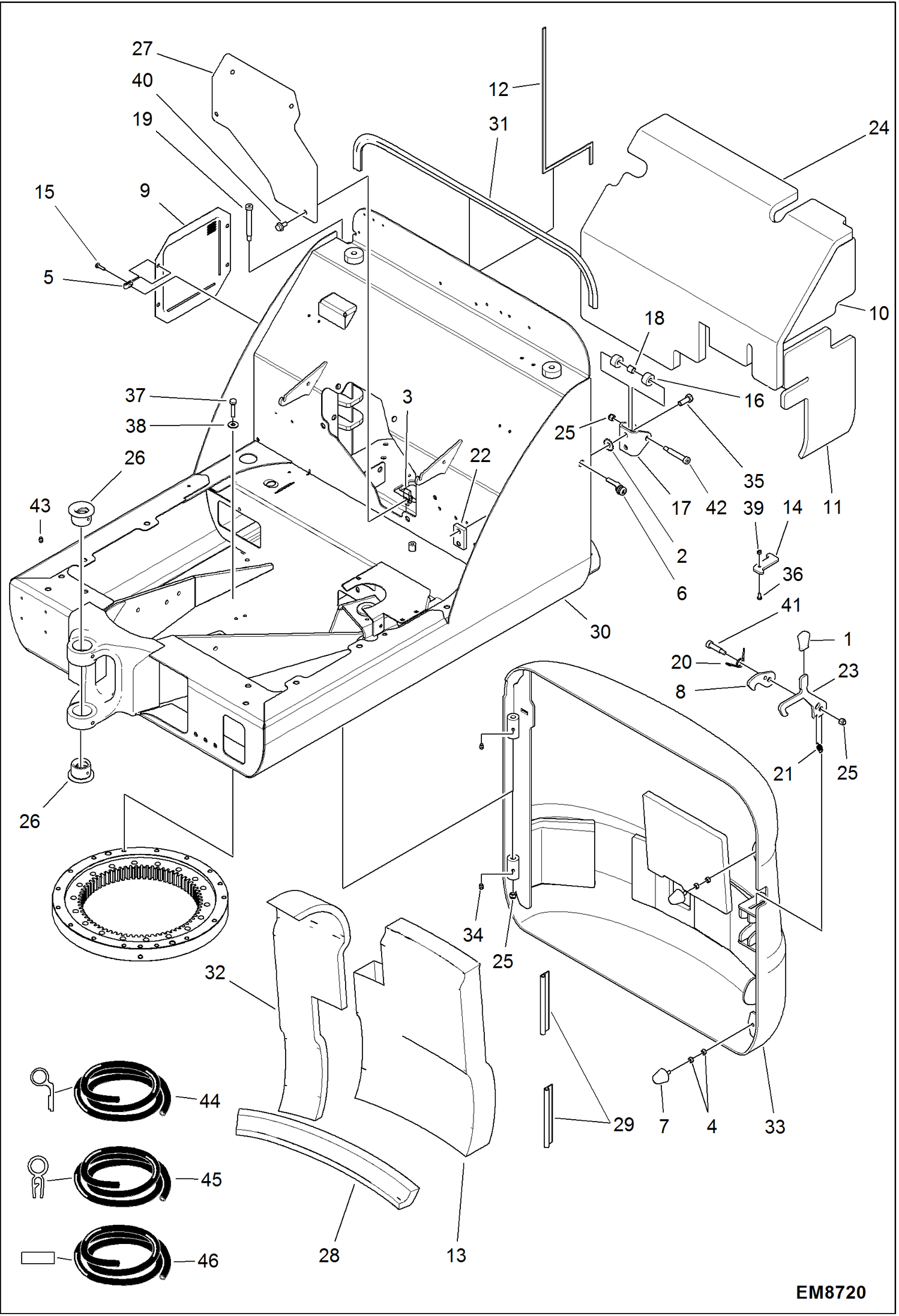 Схема запчастей Bobcat 324 - UPPERSTRUCTURE (AKY511935 - 22000) MAIN FRAME