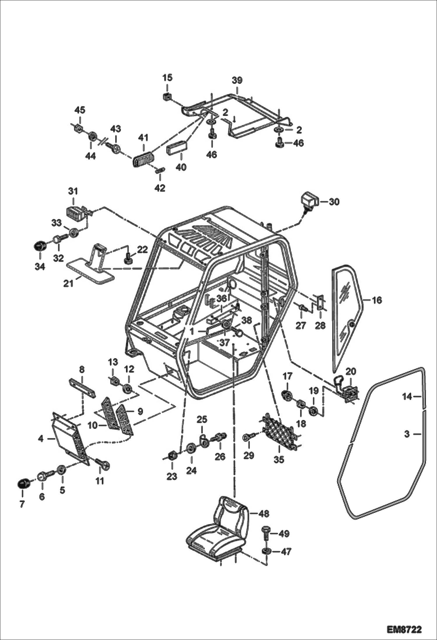 Схема запчастей Bobcat T35120L - OPERATOR CAB II MAIN FRAME