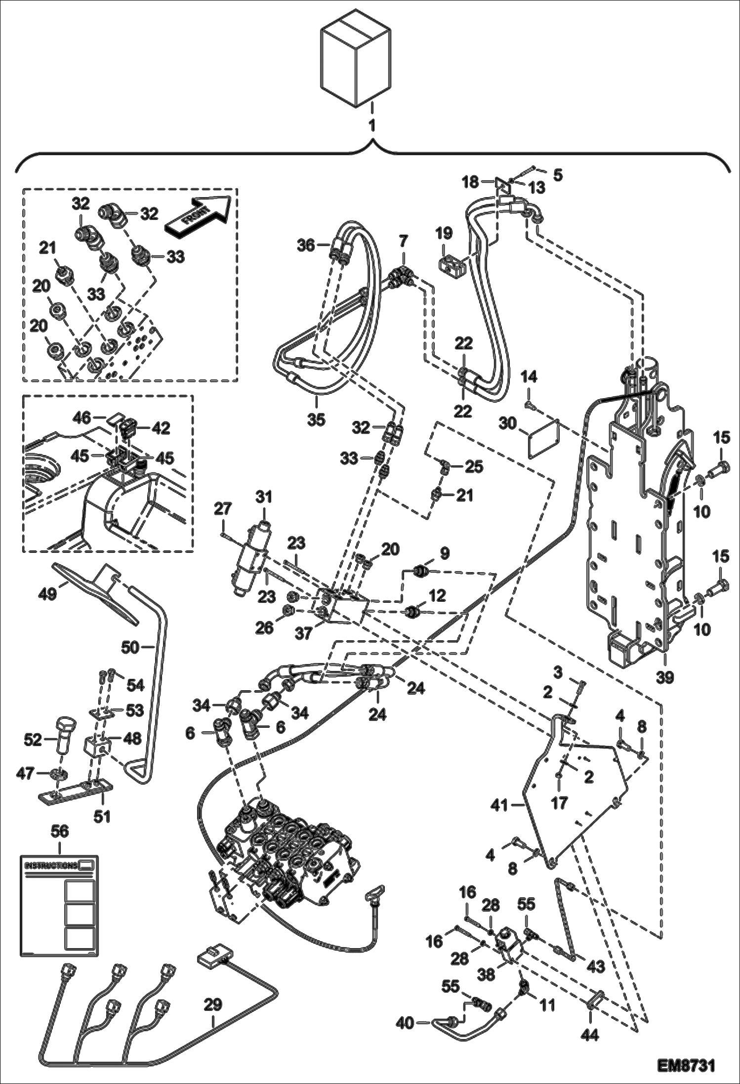 Схема запчастей Bobcat T2556 - REAR HYDRAULIC HOOK KIT (S/N A8FR15000 & Above, A8G315000 & Above) ACCESSORIES & OPTIONS