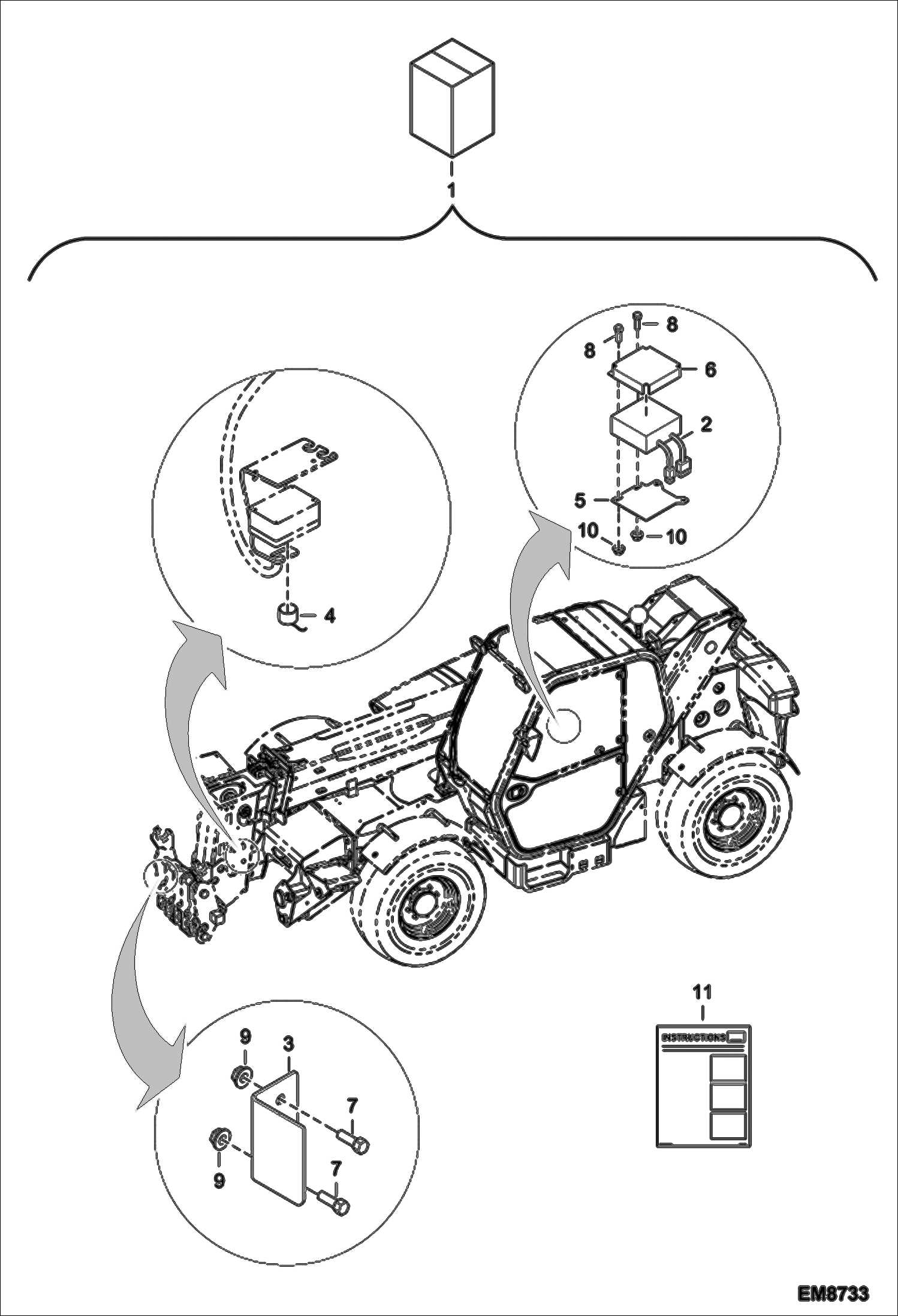 Схема запчастей Bobcat T35120SL - TELESCOPE FOR WINCH KIT (S/N A8GS13000 - 14999) ACCESSORIES & OPTIONS