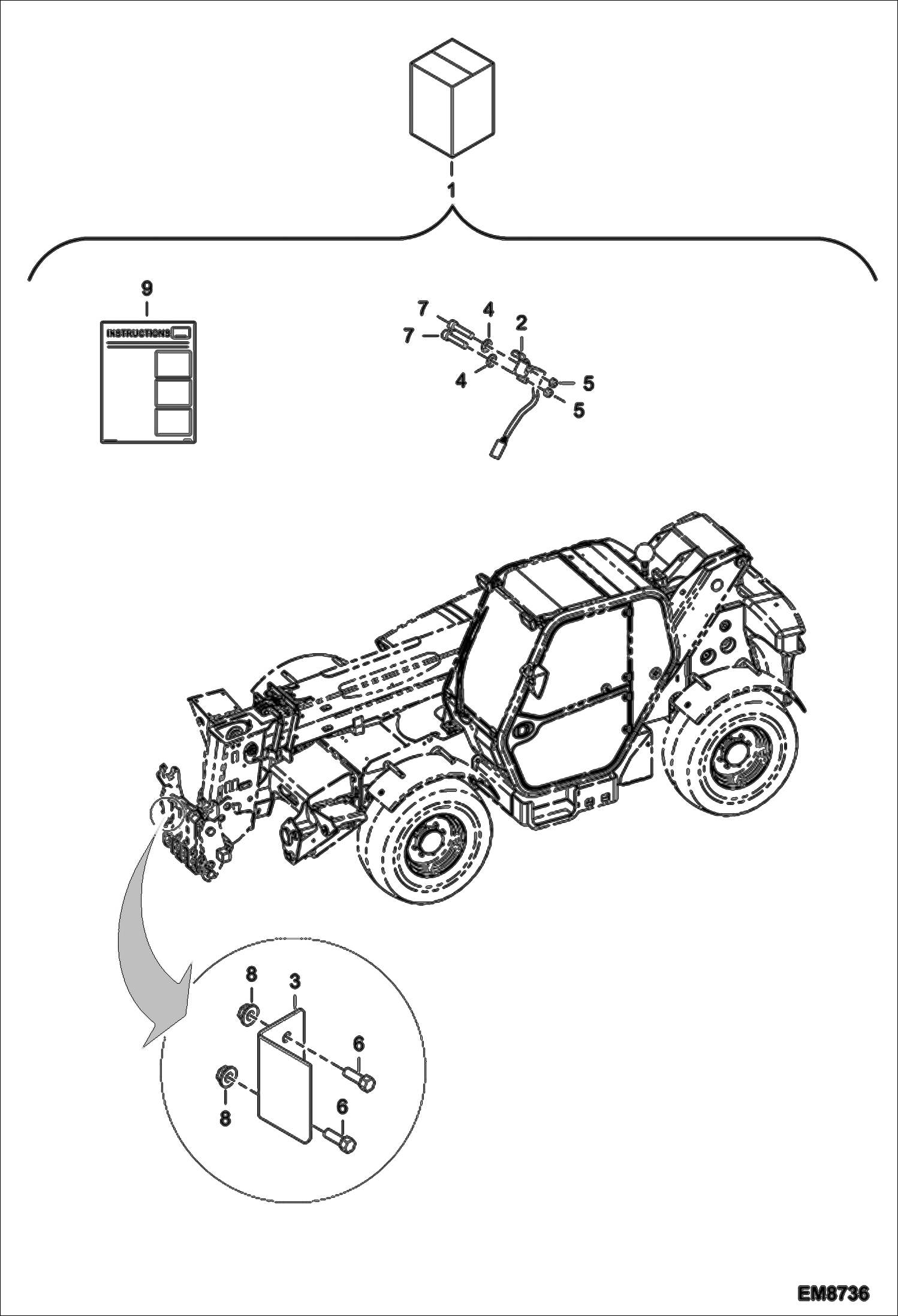 Схема запчастей Bobcat T35120L - TELESCOPE FOR WINCH KIT (17m) (S/N A8GS15000 & Above) ACCESSORIES & OPTIONS