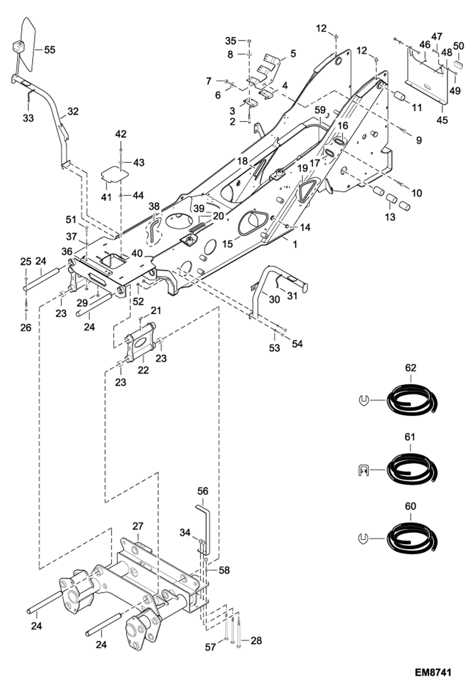 Схема запчастей Bobcat T40140 - FRAME (S/N A8GA11001 - 12999, A8GB11001 - 12999) MAIN FRAME