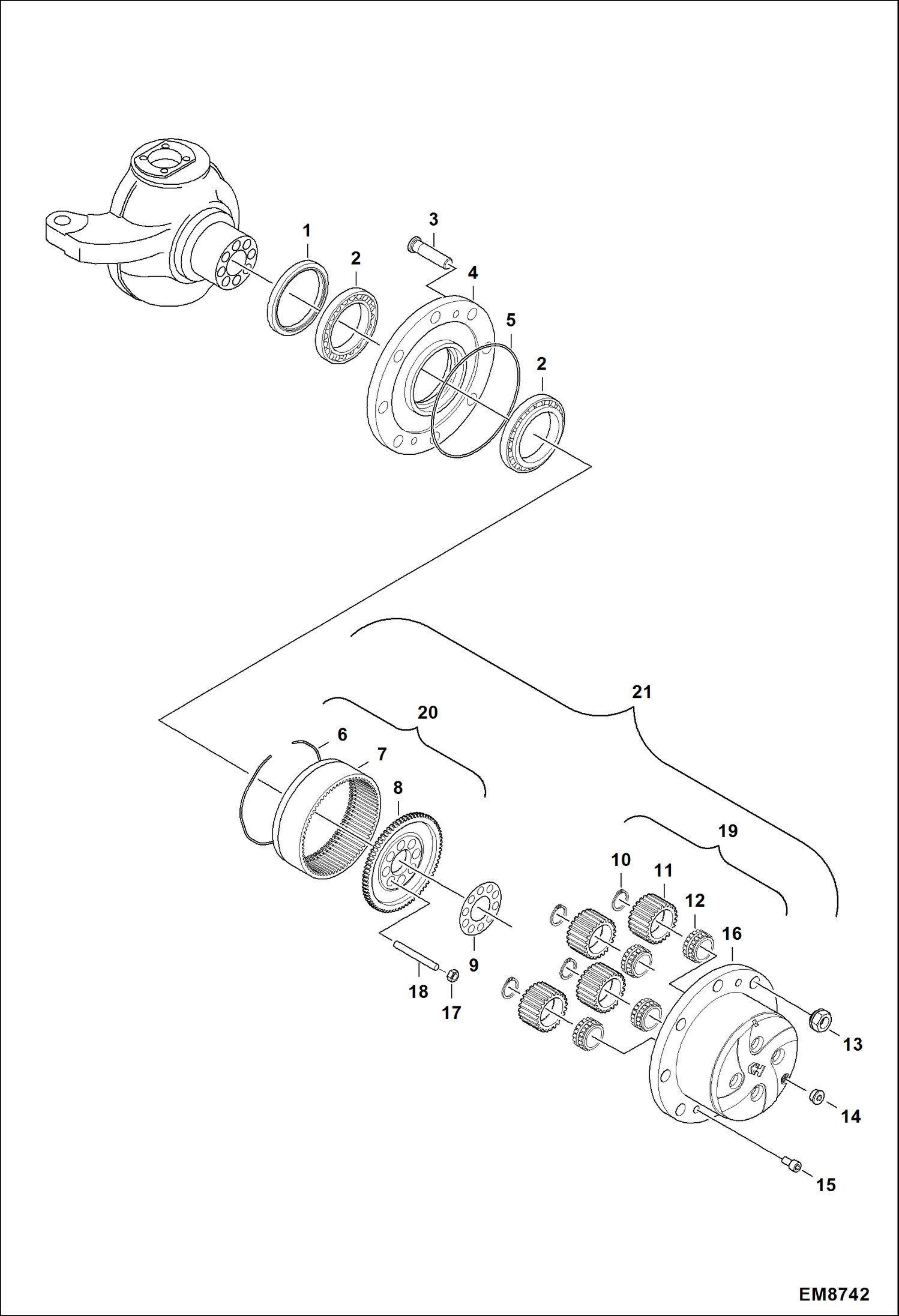 Схема запчастей Bobcat TL470 - FRONT & REAR AXLE (Hub Reduction) DRIVE SYSTEM