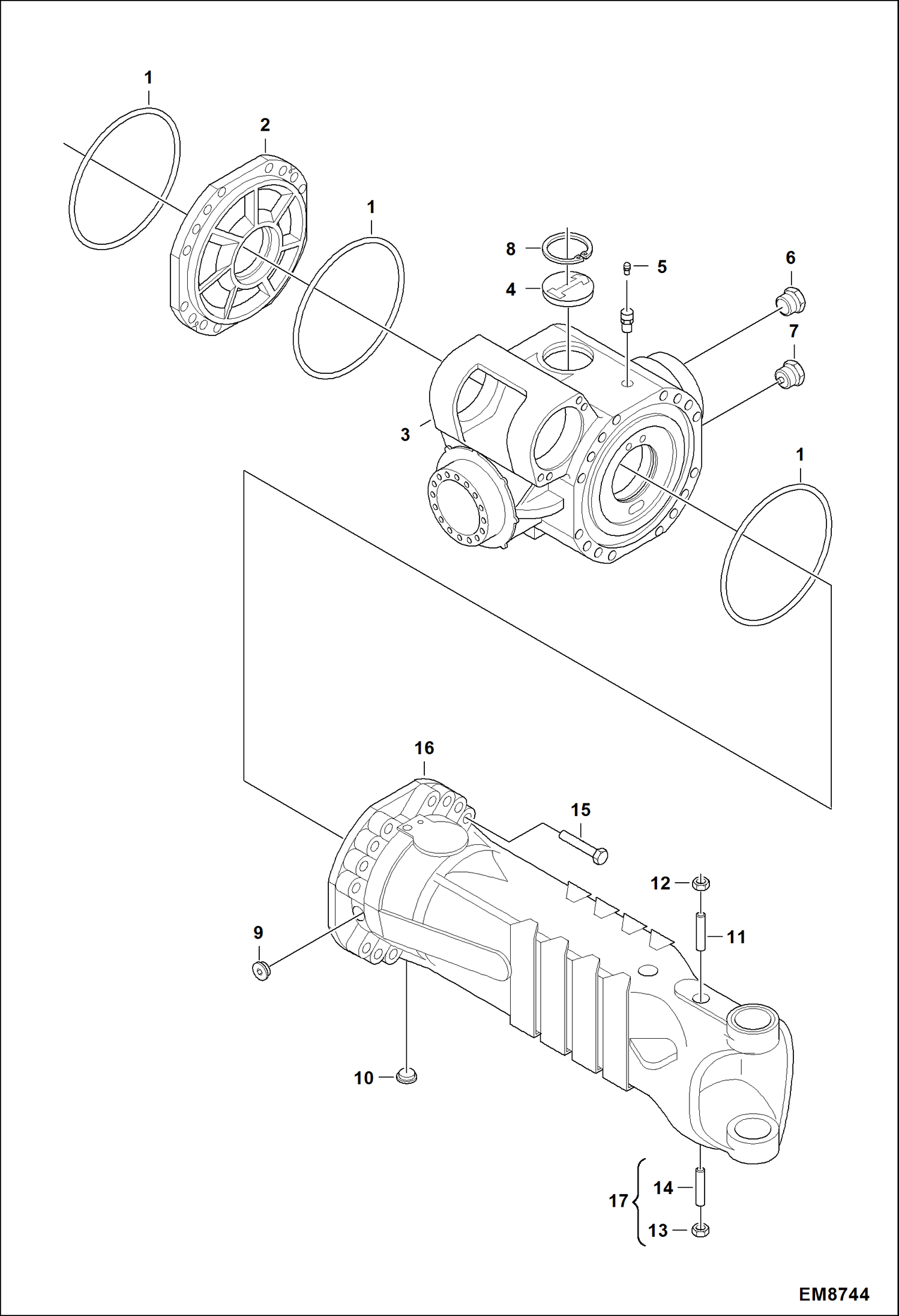 Схема запчастей Bobcat TL470 - FRONT AXLE (Housing) DRIVE SYSTEM