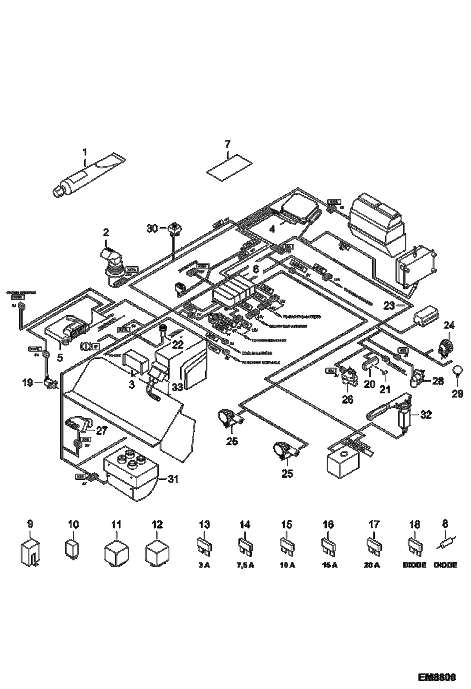 Схема запчастей Bobcat T3571 - ELECTRICAL CIRCUIT CAB (S/N A8HF13000 & Above, A8H613000 & Above) ELECTRICAL SYSTEM