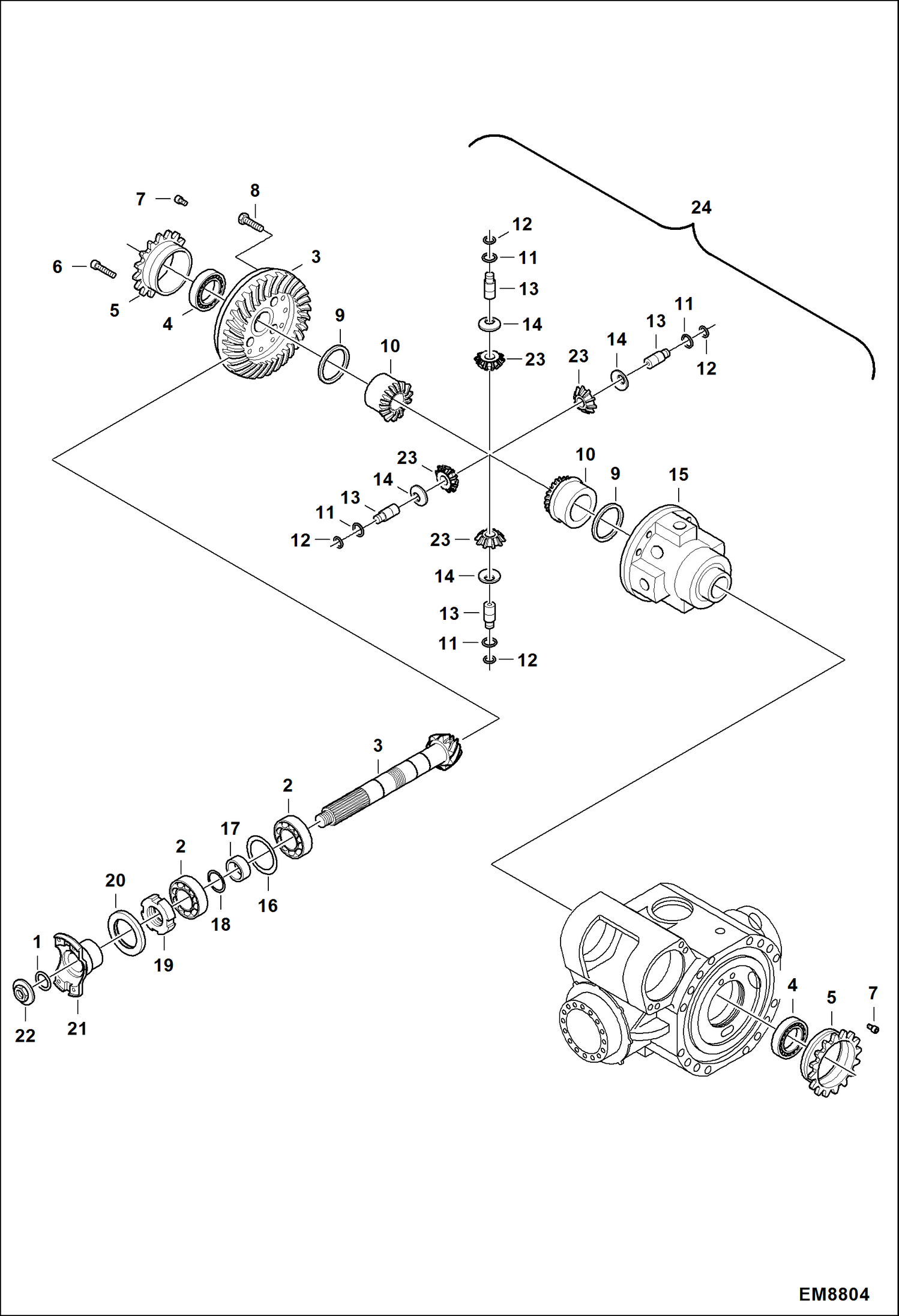 Схема запчастей Bobcat TL470 - FRONT AXLE (Differential) DRIVE SYSTEM