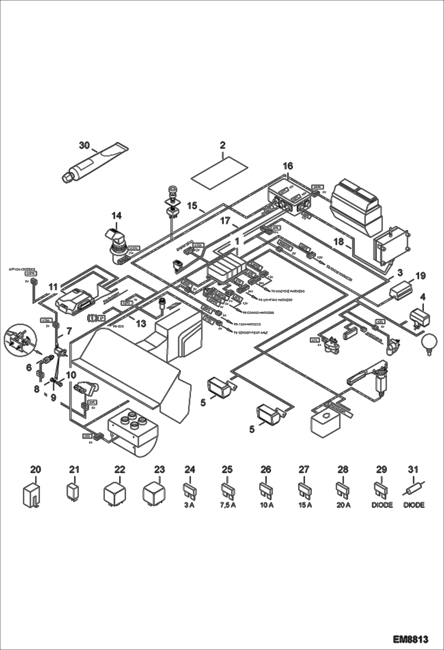 Схема запчастей Bobcat T40140 - ELECTRICAL CIRCUIT CAB ELECTRICAL SYSTEM