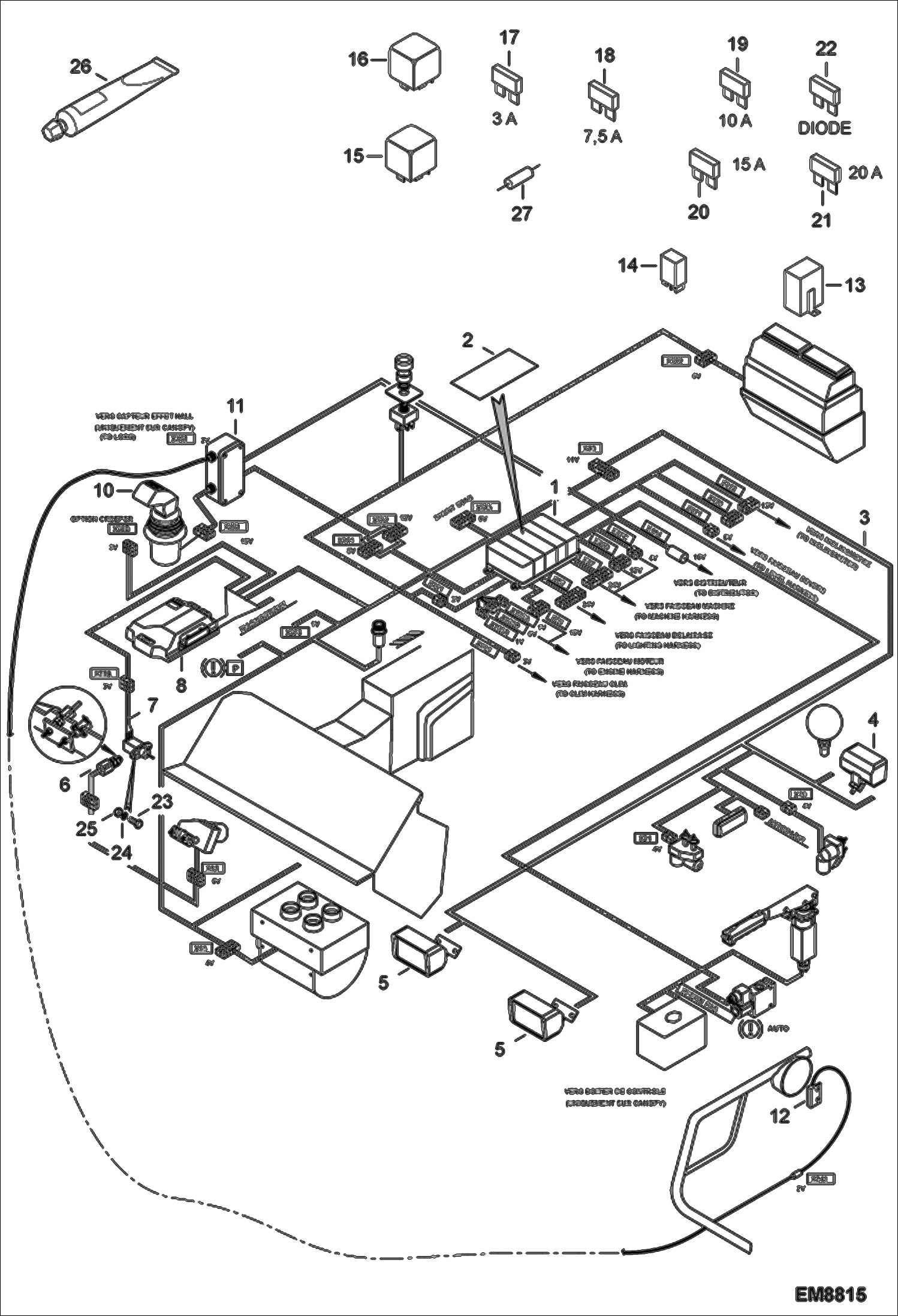 Схема запчастей Bobcat V518 - ELECTRICAL CIRCUIT CAB ELECTRICAL SYSTEM