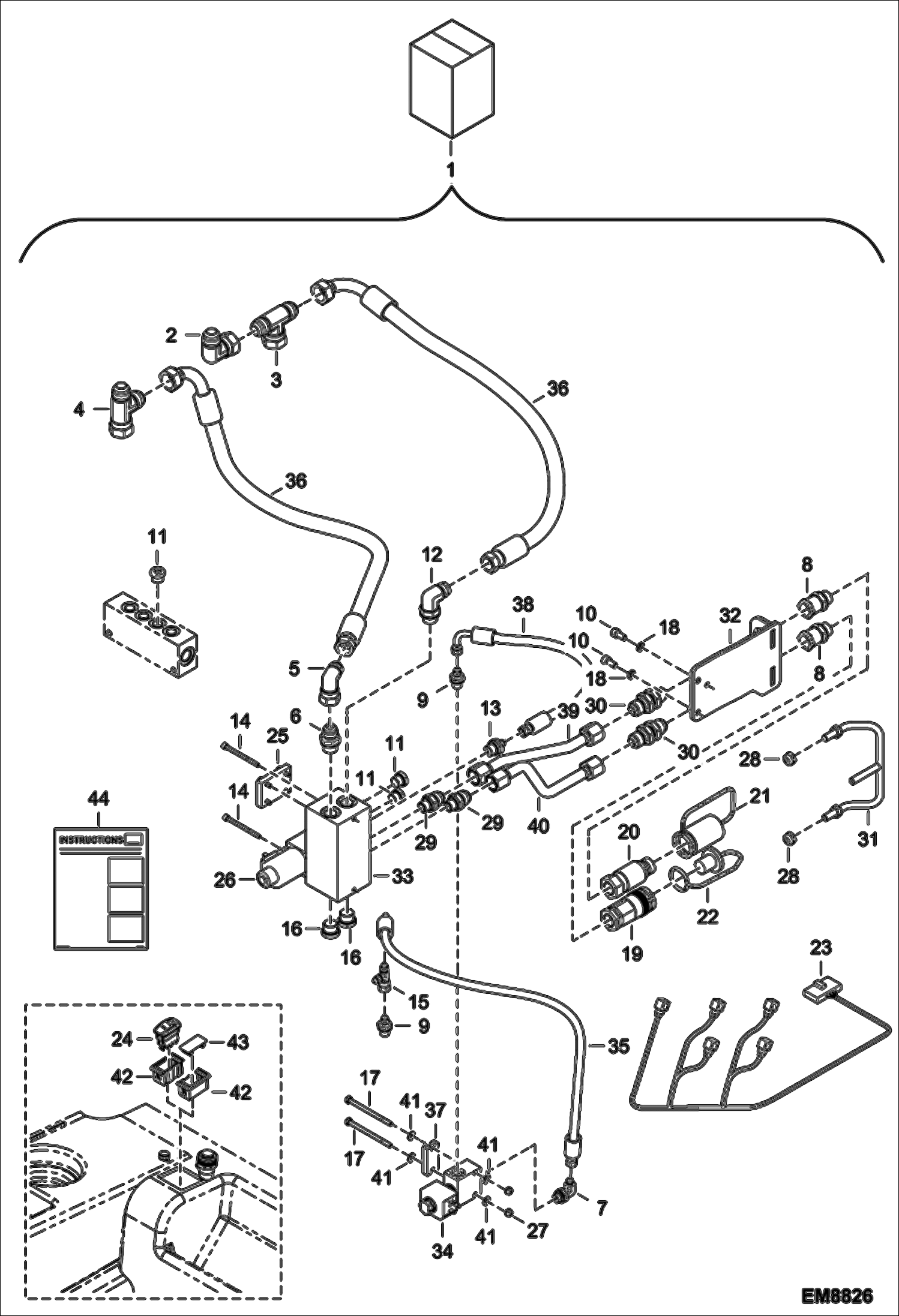 Схема запчастей Bobcat T35120L - REAR AUXILIARY HYDRAULICS KIT (S/N A8GJ15000 & Above, A8GV15000 & Above) ACCESSORIES & OPTIONS