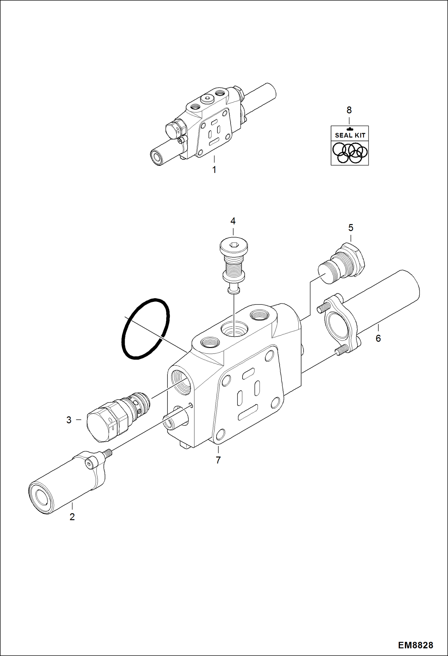 Схема запчастей Bobcat 418 - VALVE SECTION (Bucket) (S/N AB4711501 & Above) HYDRAULIC SYSTEM