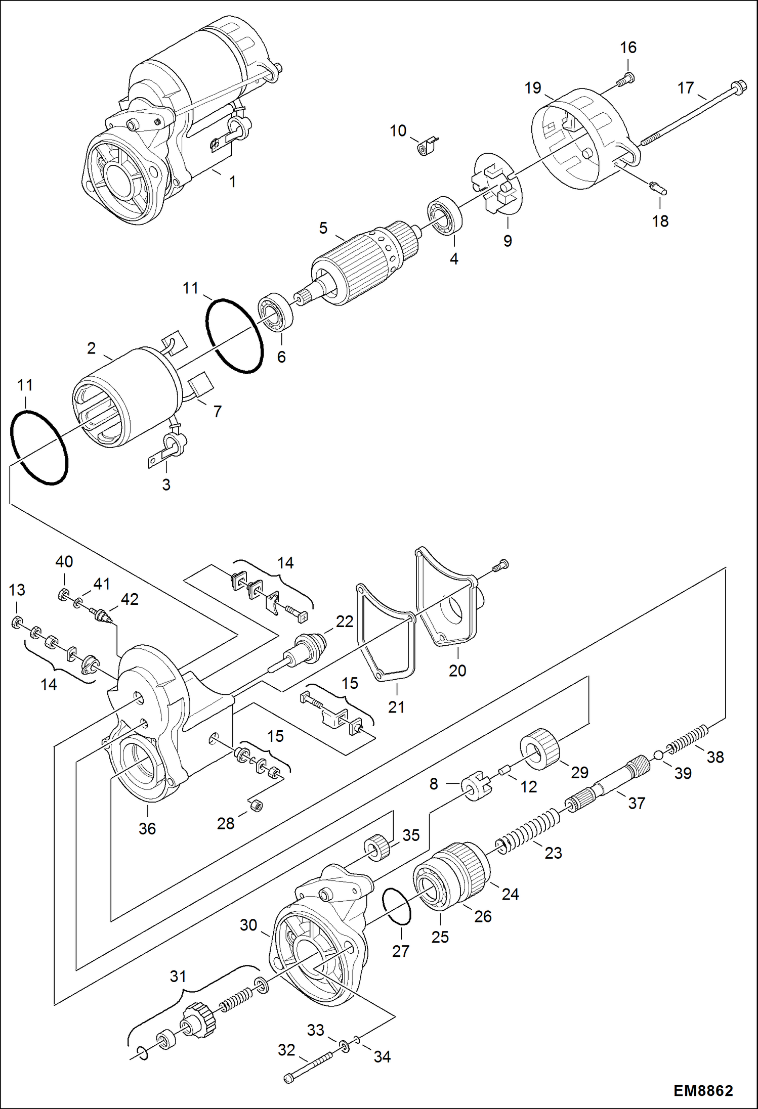 Схема запчастей Bobcat S-Series - STARTER ELECTRICAL SYSTEM