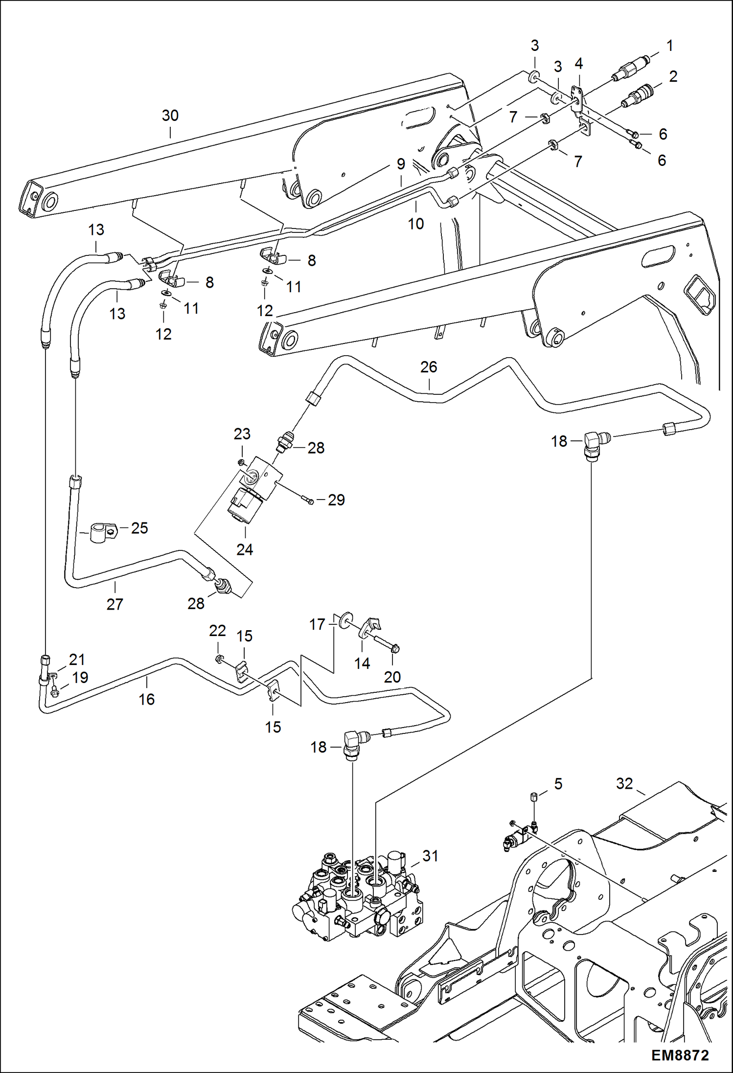 Схема запчастей Bobcat T-Series - AUXILIARY HYDRAULICS (Manual Controls) HYDRAULIC SYSTEM