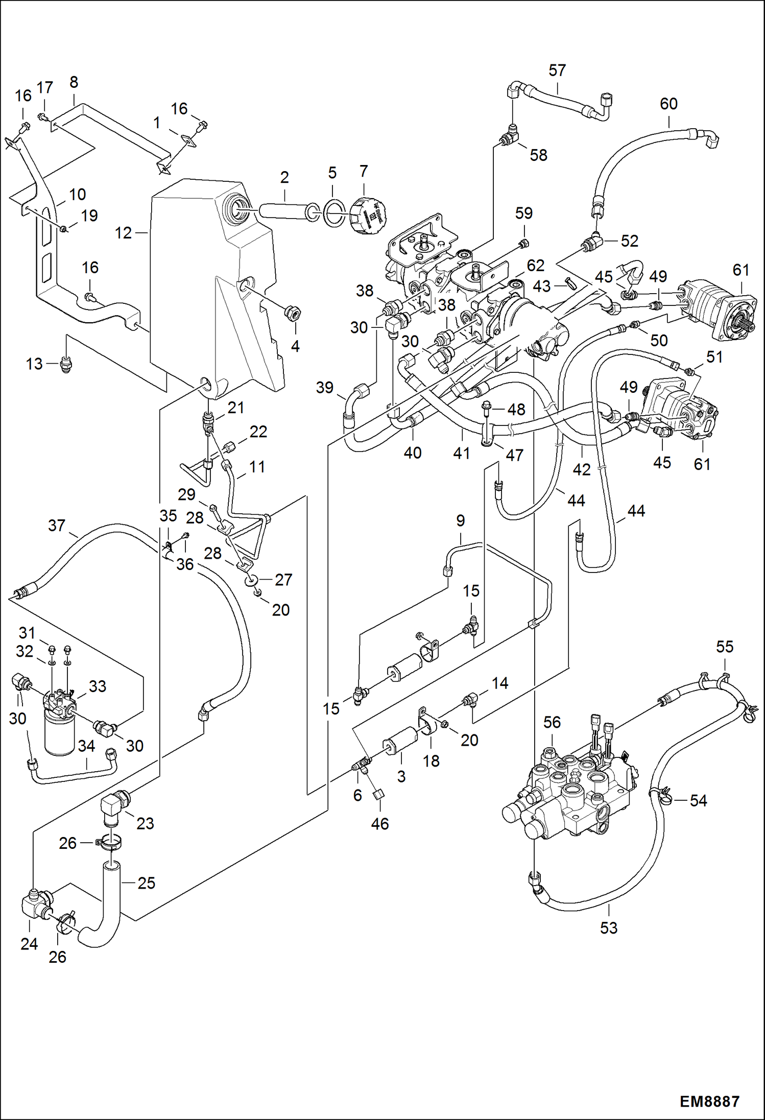 Схема запчастей Bobcat S-Series - HYDROSTATIC CIRCUITRY HYDROSTATIC SYSTEM